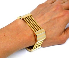 KRIA Tri-Tone Gold Geometrical Rectangular Bracelet