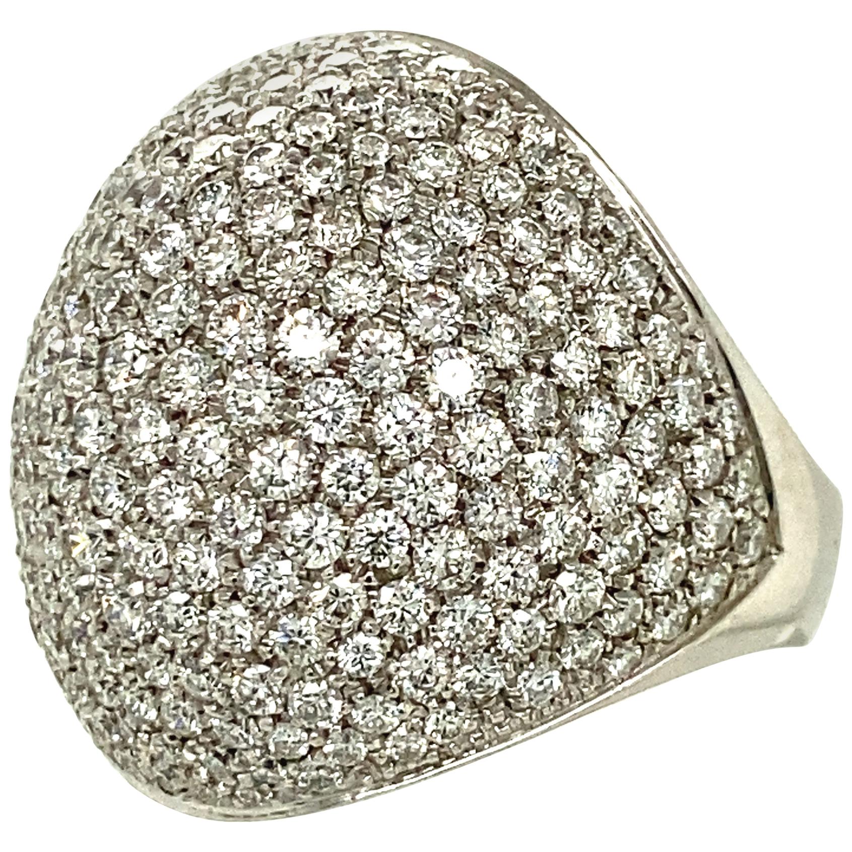 Krieger White Gold Dome Pavé Diamond Ring For Sale