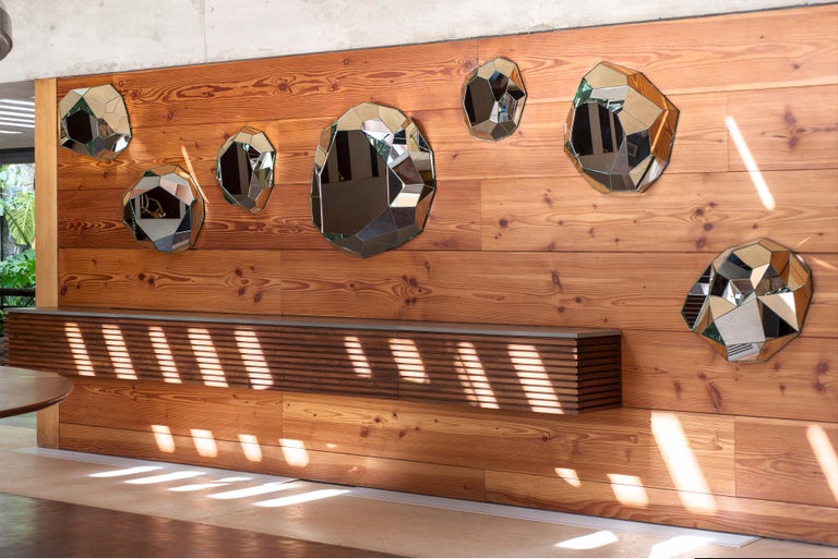 Kriptomights Mirror Glass Faceted Lighting Wall Installation For Sale