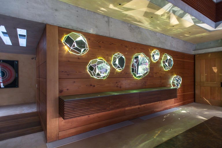 Kriptomights Mirror Glass Faceted Lighting Wall Installation For Sale