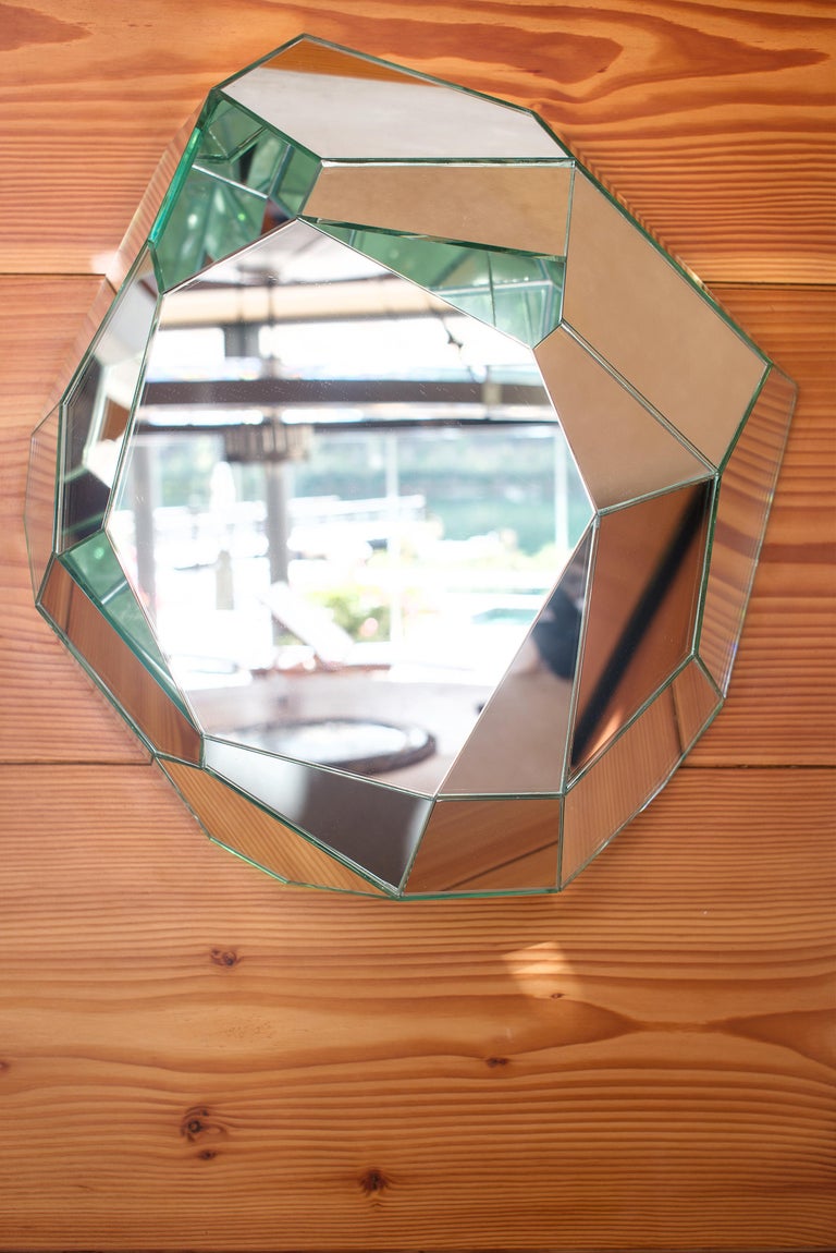 Kriptomights Mirror Glass Faceted Lighting Wall Installation For Sale