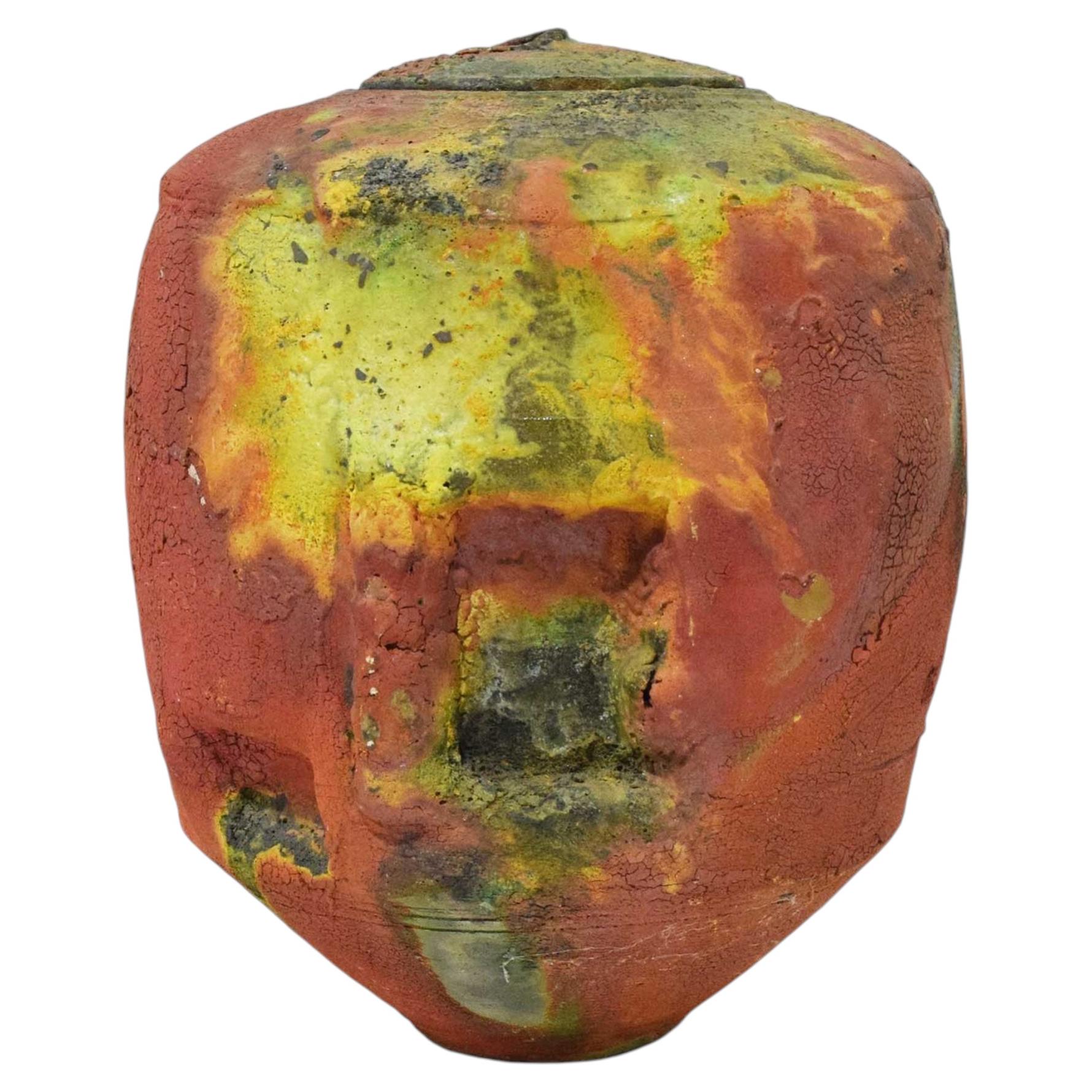 Kris Cox Organic Modern Ceramic Vessel, Signed 1981, 14\" Diameter For Sale