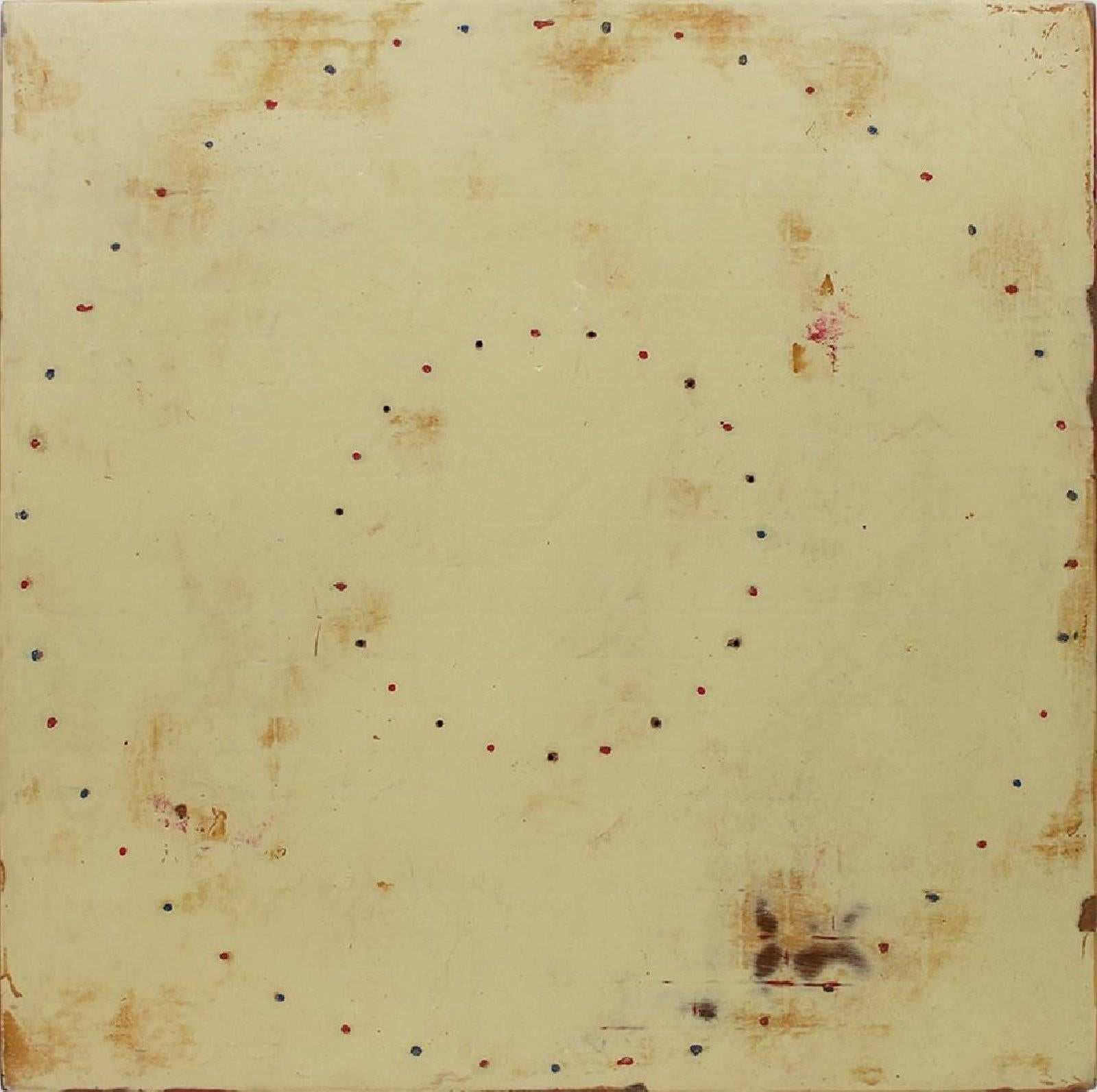 HALCYON RING SERIES, 1995, mixed media painting on wood, signed and dated and titled on verso, 24 x 24”, unidentified exhibition tag on verso, a few small nicks, line impressions upper left, otherwise good studio condition.


Born in Los Angeles,