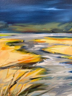 Orilla del estuario, Paisaje de humedales Pintura al óleo, 2025