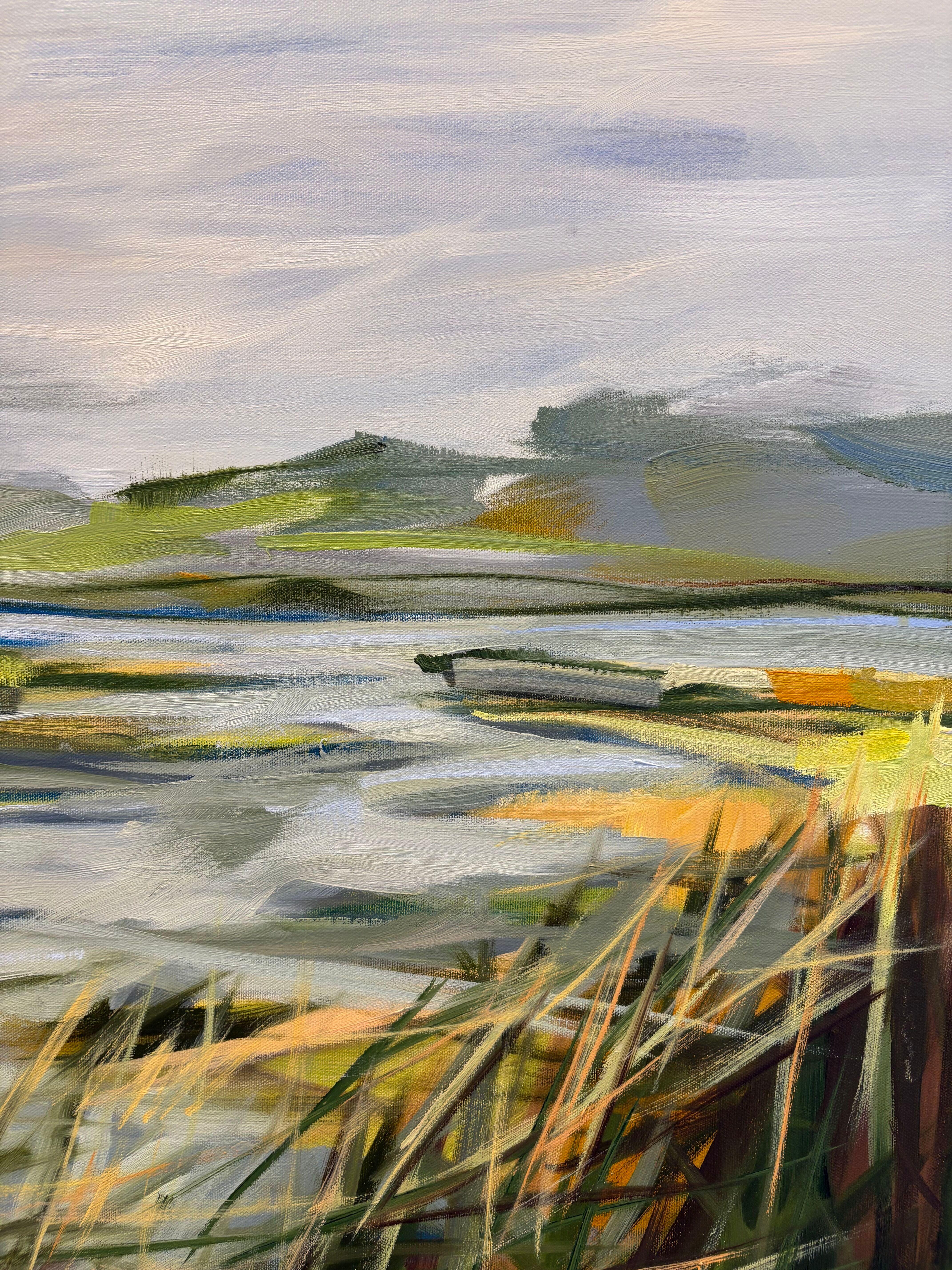 Hautes eaux ; printemps, paysage de zones humides Peinture à l'huile, 2025 - Impressionnisme américain Painting par Kris Ekstrand