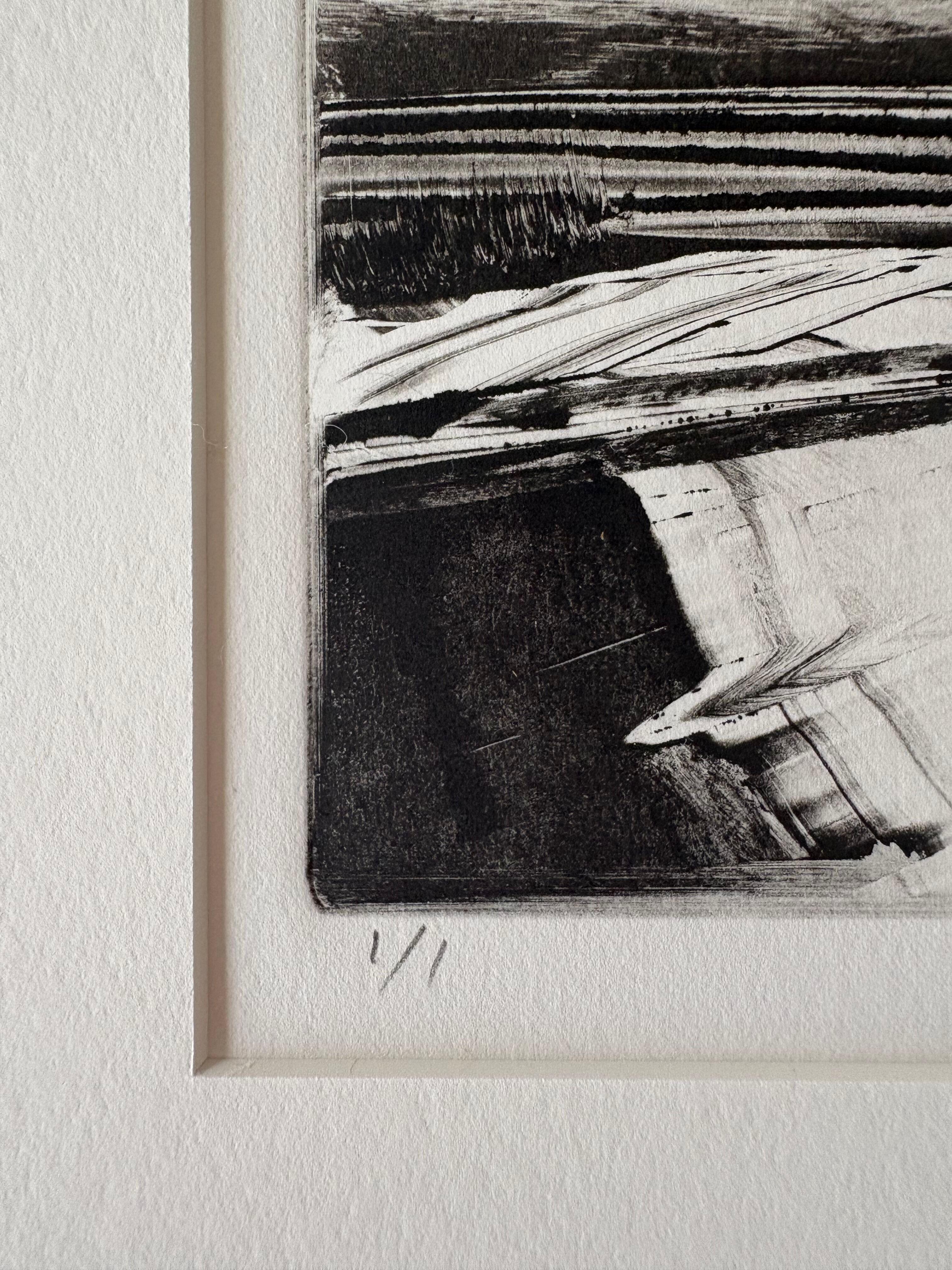 Antique Lands III, Black and White, Wetlands Landscape, Framed Monotype, 1/1 For Sale 4