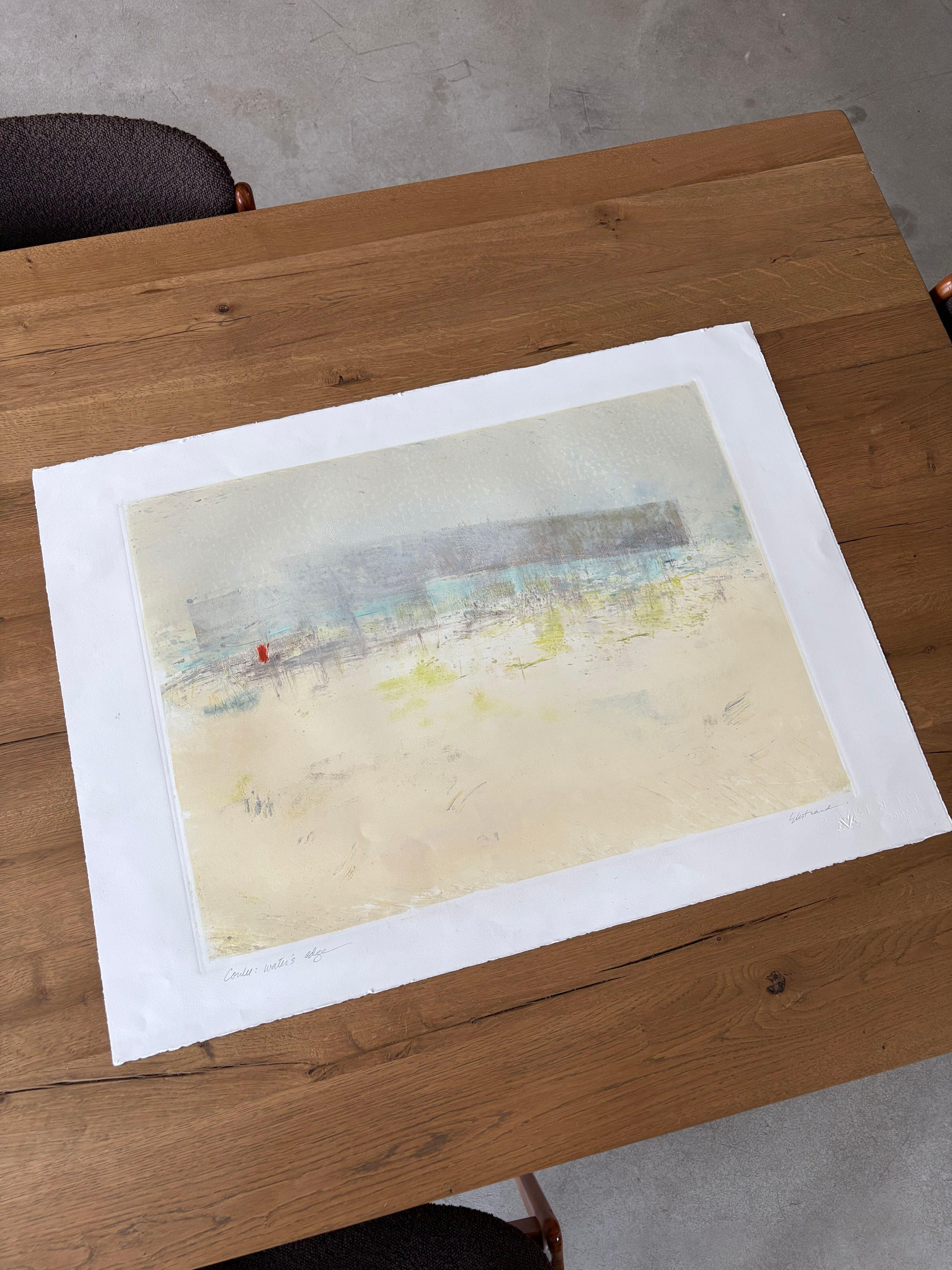 Coulee Waters Edge, Abstrakte Sumpflandschaft Monotypie-Druck, 2024 – Print von Kris Ekstrand