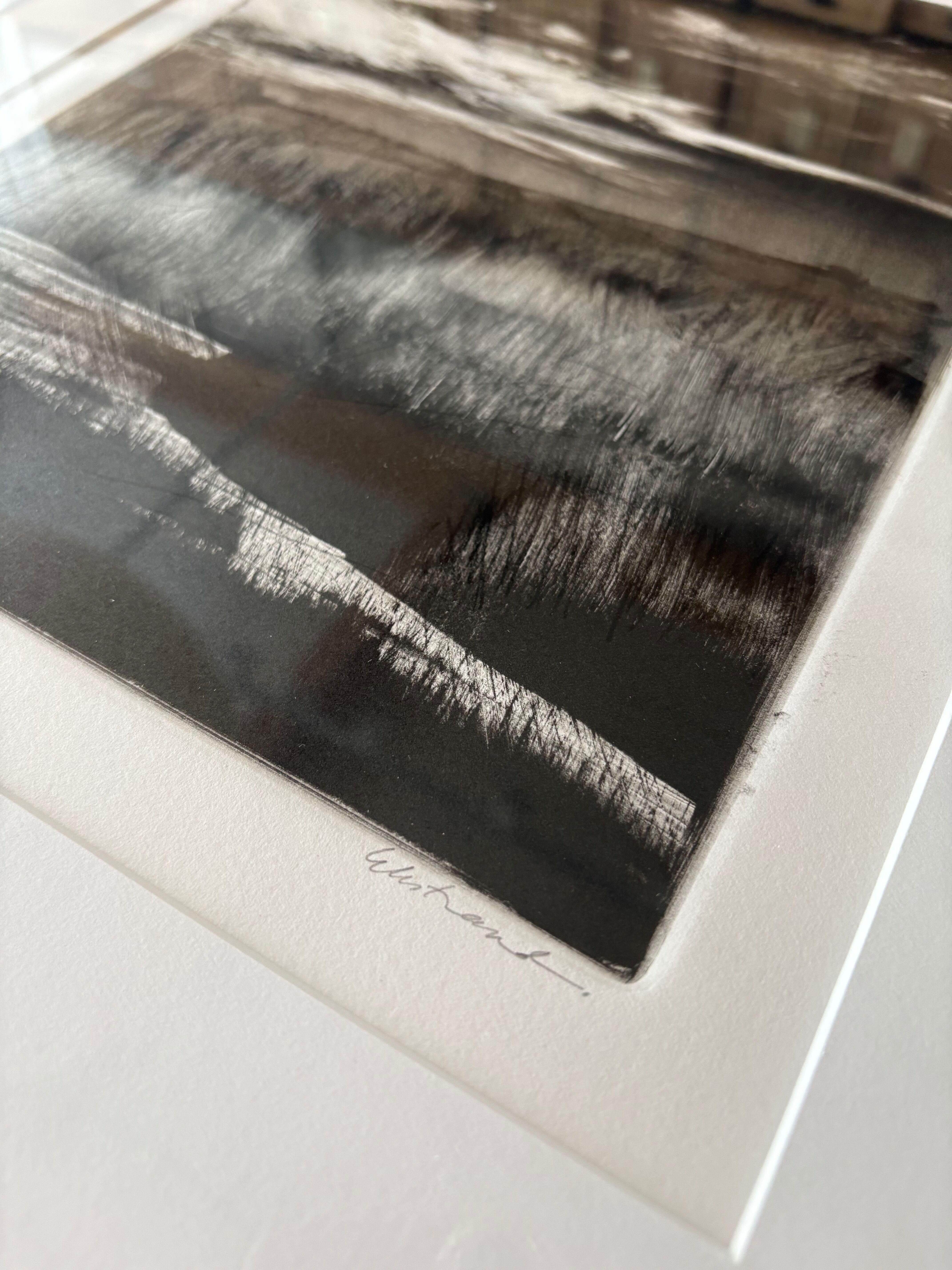 Tipping Point II, Feuchtgebiete Schwarz-Weiß-Monotypie Gerahmter Druck, 2024 im Angebot 1