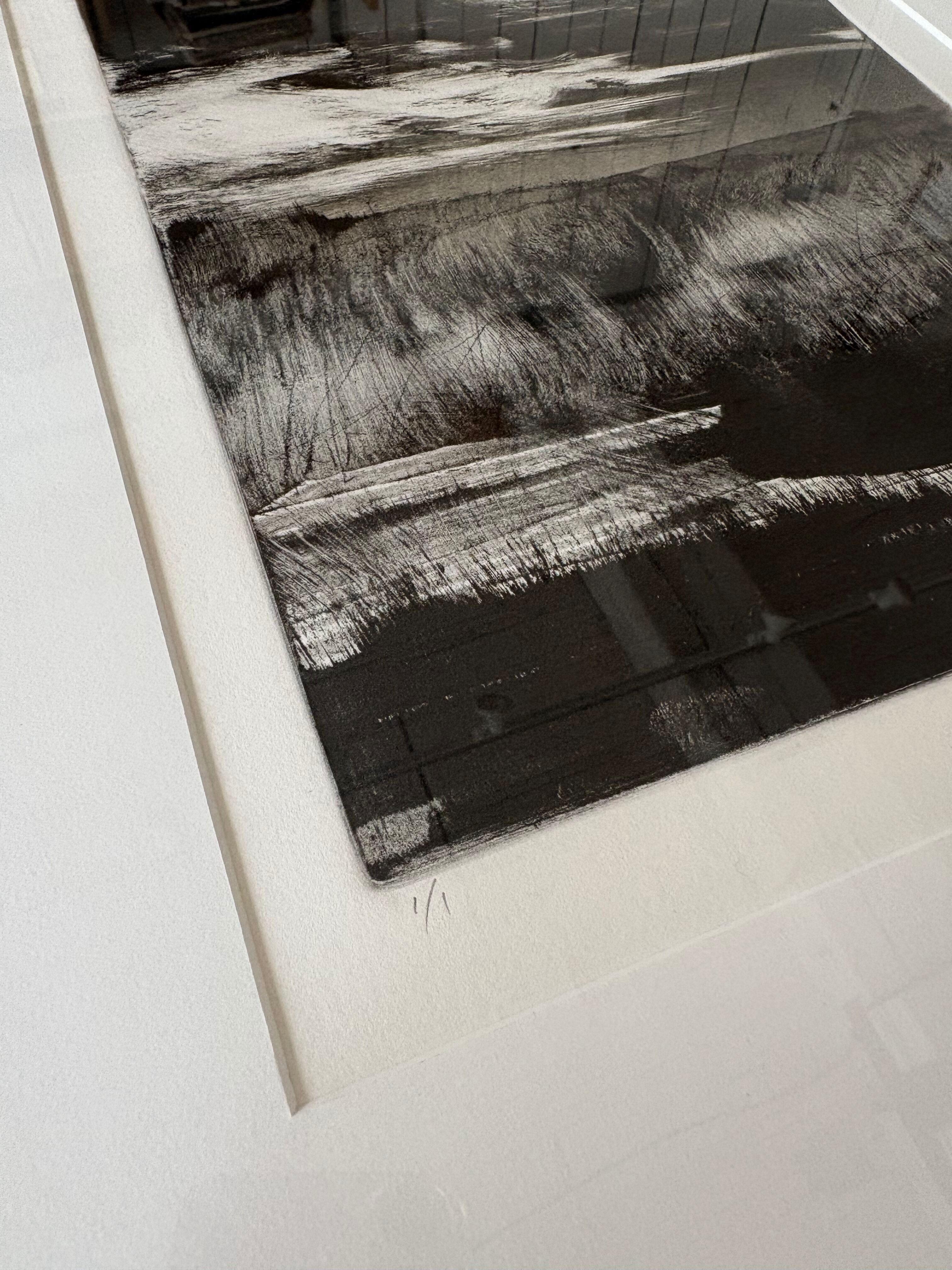 Tipping Point II, Feuchtgebiete Schwarz-Weiß-Monotypie Gerahmter Druck, 2024 im Angebot 3