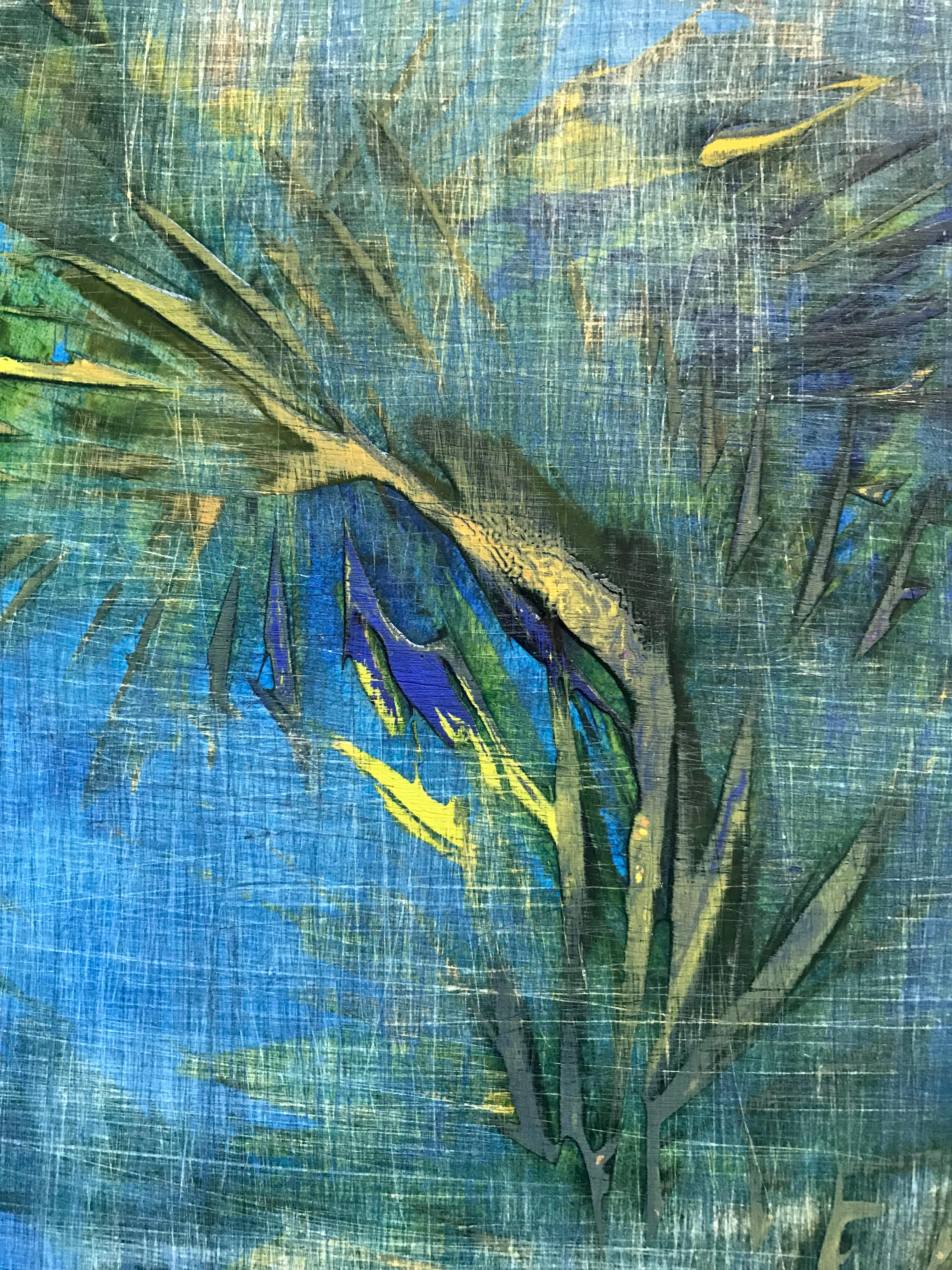 <p>Artist Comments<br />Worn and Torn is a derivative and ongoing series of artist Kris Haas' Disjointed Reality series. In this piece, black flicking strokes appear like black wings above translucent color. Sections in hues of yellow and blue are