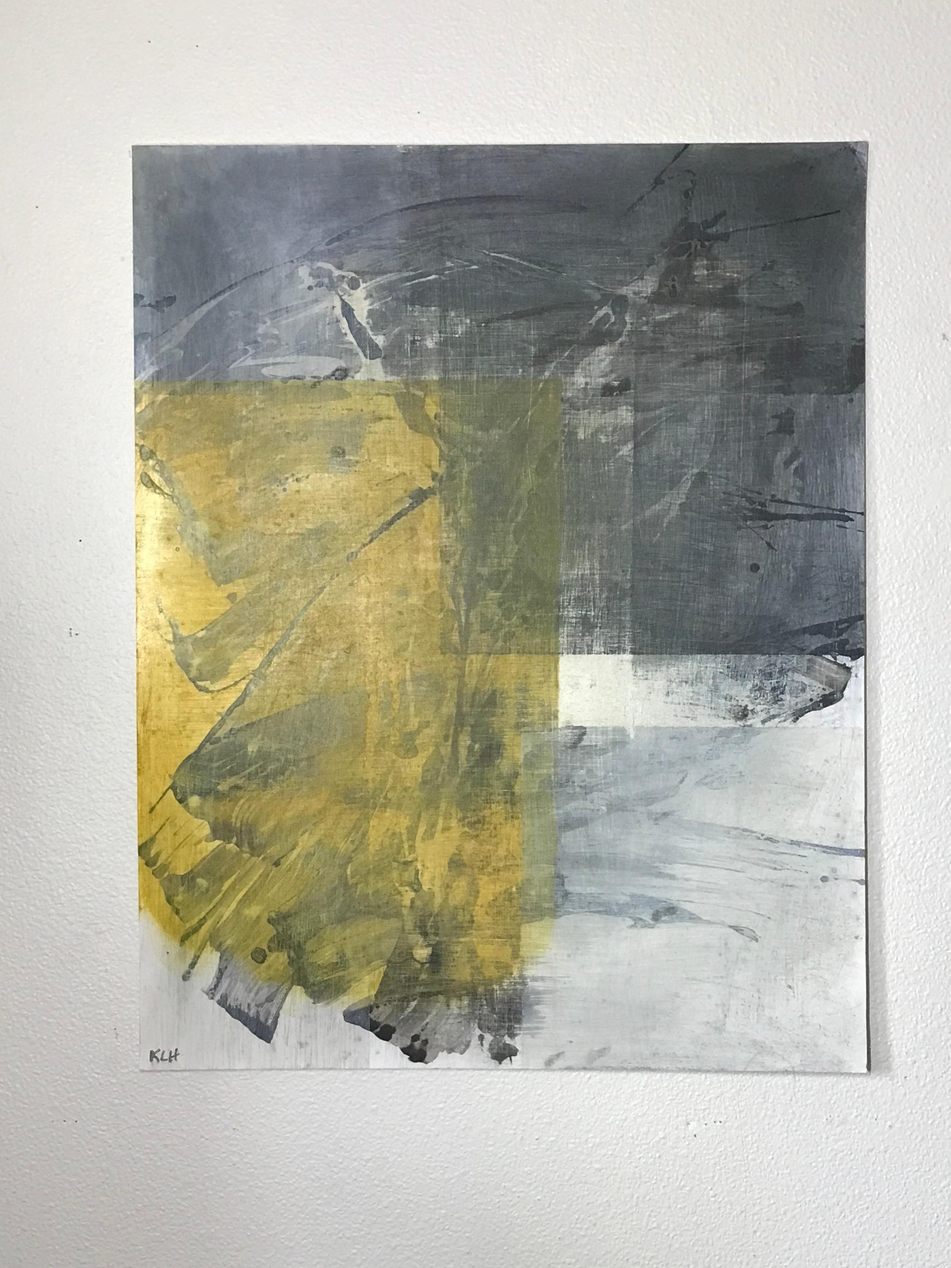 <p>Artist Comments<br>Part of artist Kris Haas' derivative and ongoing Disjointed Reality series. A translucent block of yellow falls in place onto the left overlapping layers of gray. Swift splashes of black appear in quick strokes among them. A
