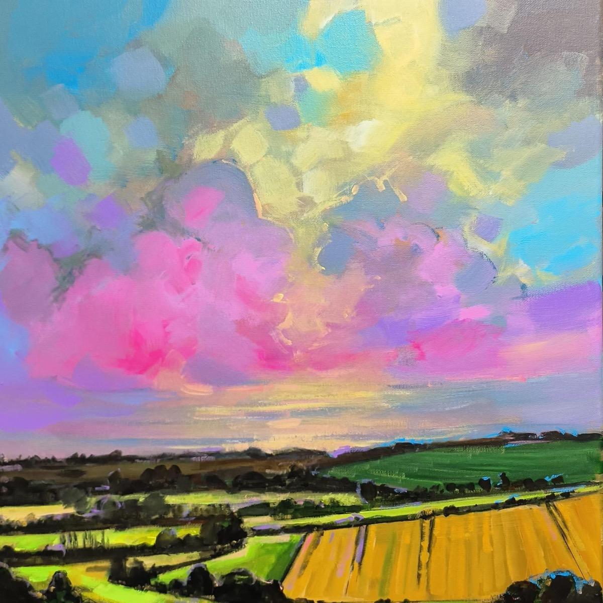 Kris McKinnon Landscape Painting - Chadlington in the Summer, Cotswolds, Original painting, Countryside, Rural