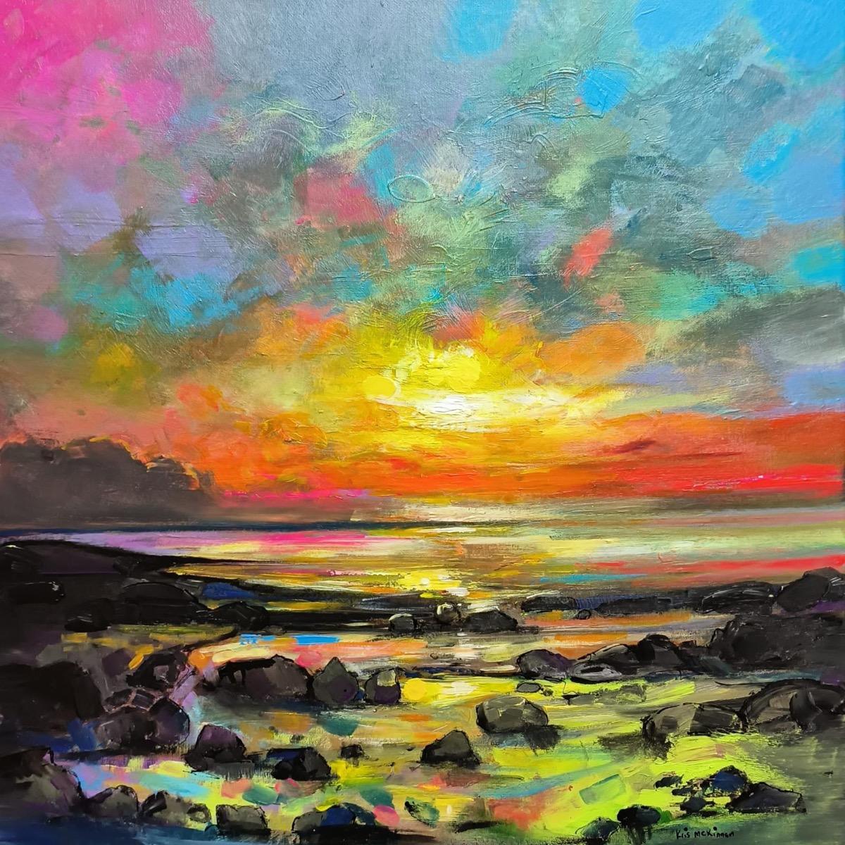 Kris McKinnon Abstract Painting - On The Rocks,  Landscape, Contemporary, seascape, costal 