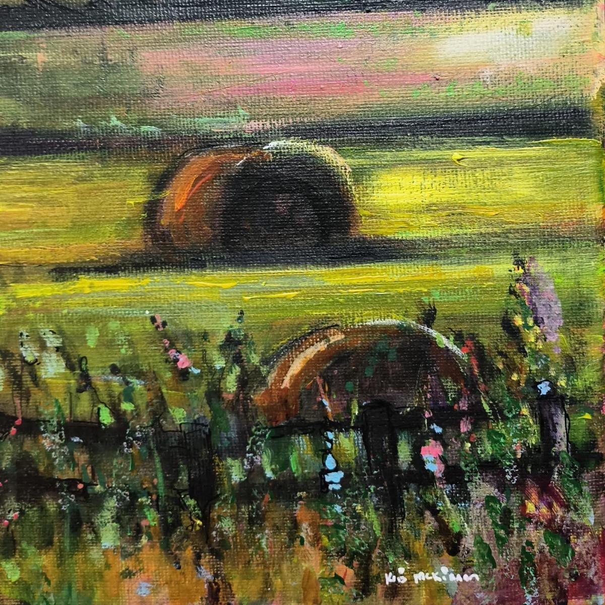Spring Fields - 1, Cotswolds, Original painting, Countryside, Rural - Abstract Painting by Kris McKinnon
