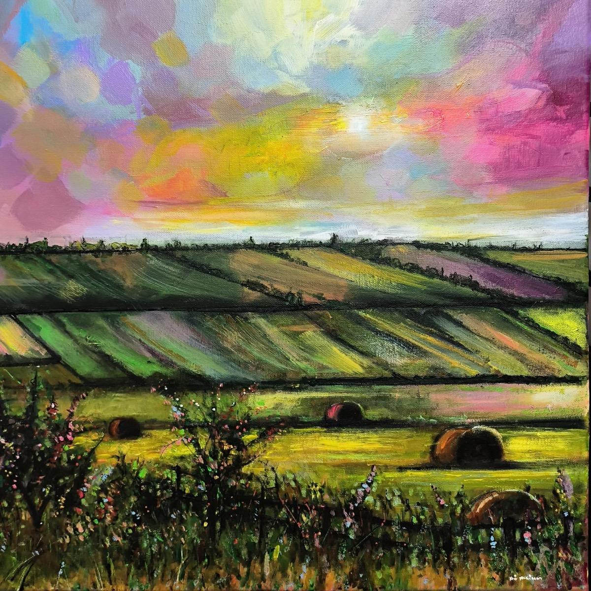 Kris McKinnon Abstract Painting - Spring Fields - 1, Cotswolds, Original painting, Countryside, Rural