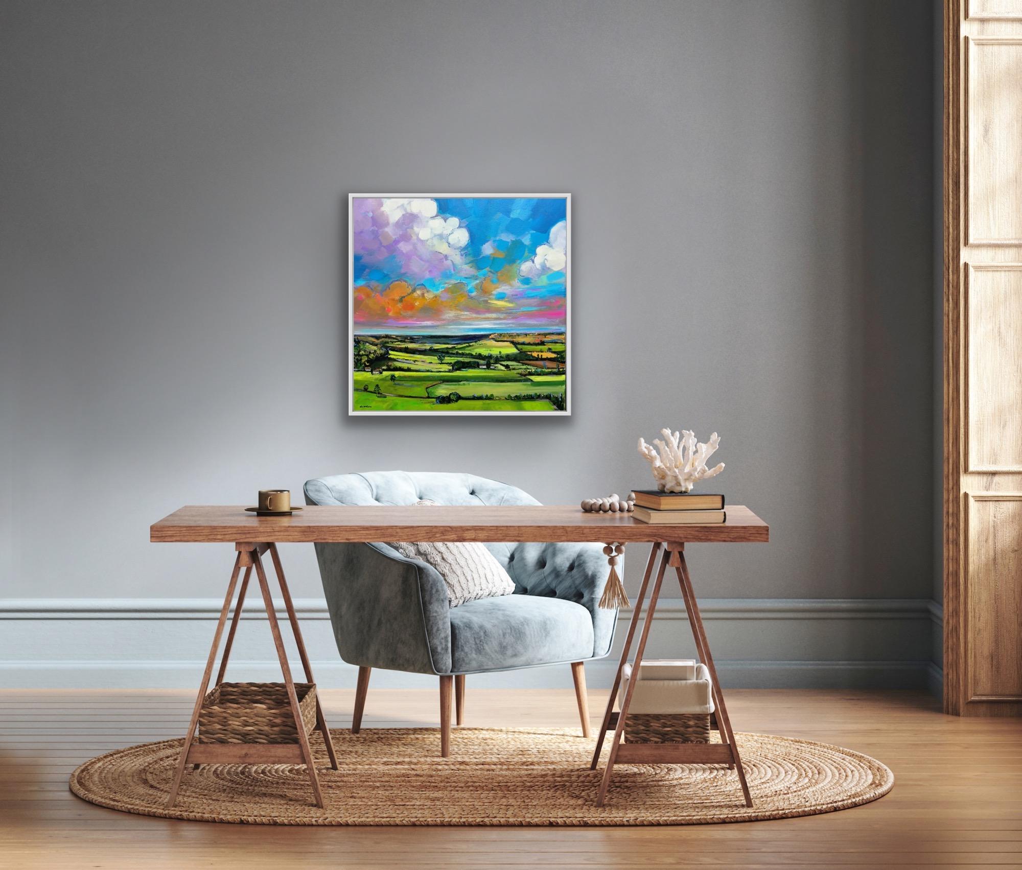 Straw On The Wild Landscape, Original painting, Countryside, Rural, Colourful For Sale 3