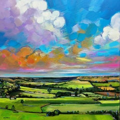 Straw On The Wild Landscape, Original painting, Countryside, Rural, Colourful