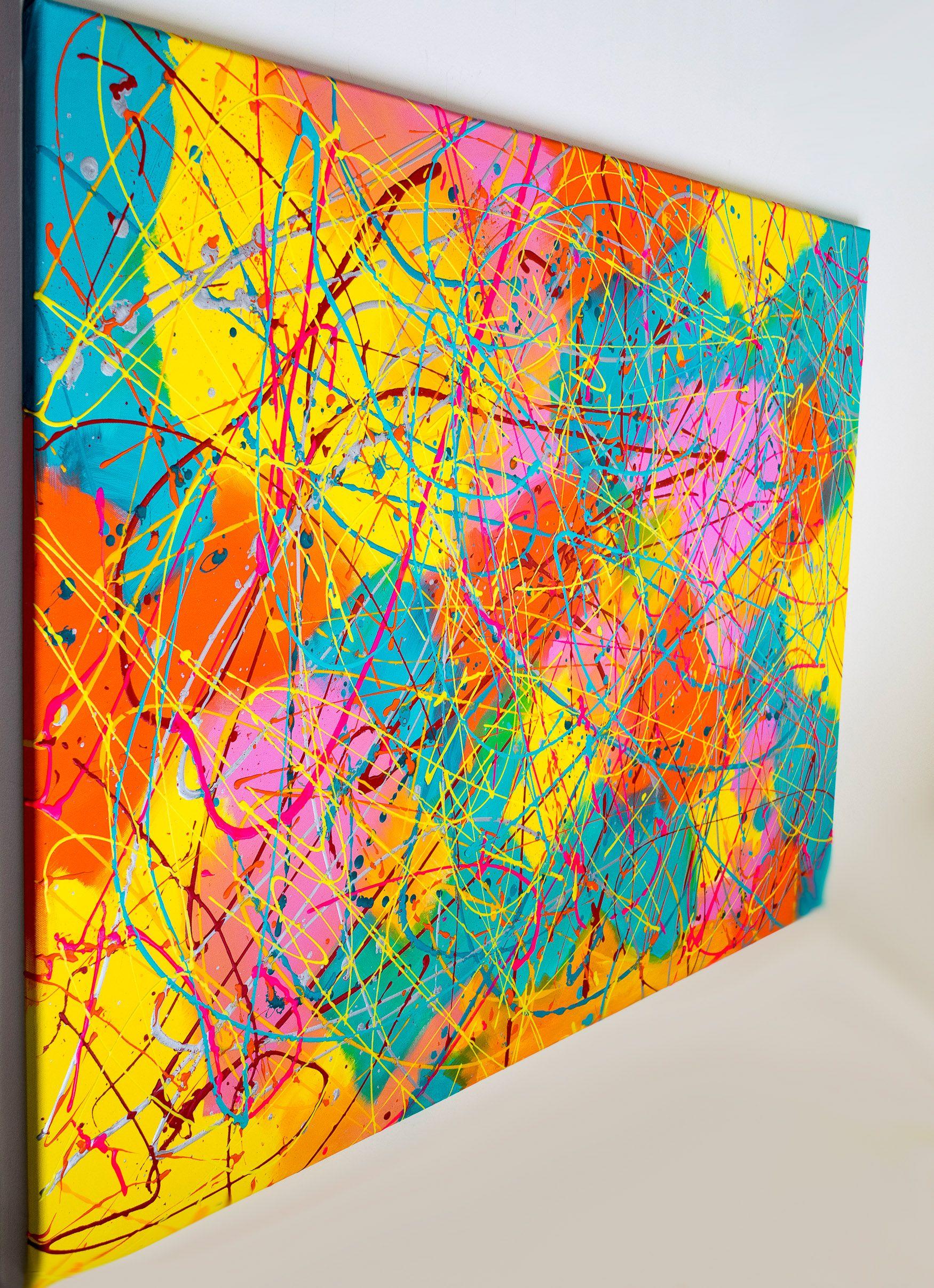 Lets Party, Pittura, Acrilico su tela - Painting Astratto di Kris Mercer