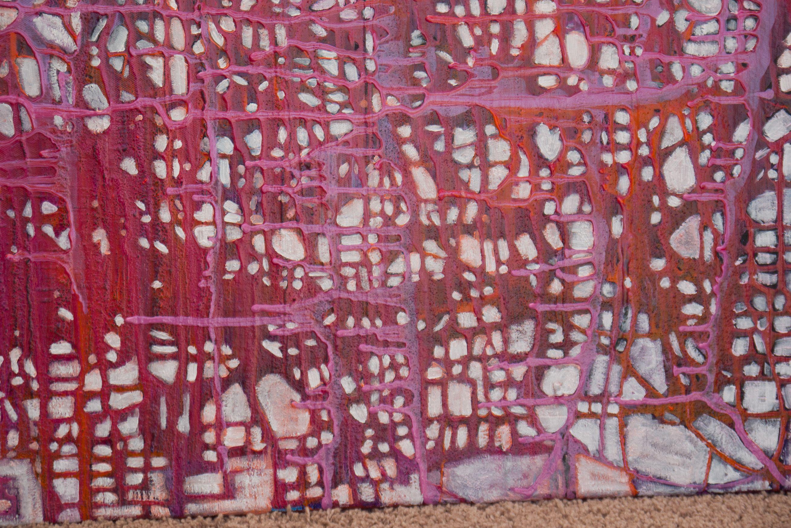 Enraizado en el amor, Pintura, Acrílico sobre lienzo - Abstract Painting Rosa de Kris Mercer