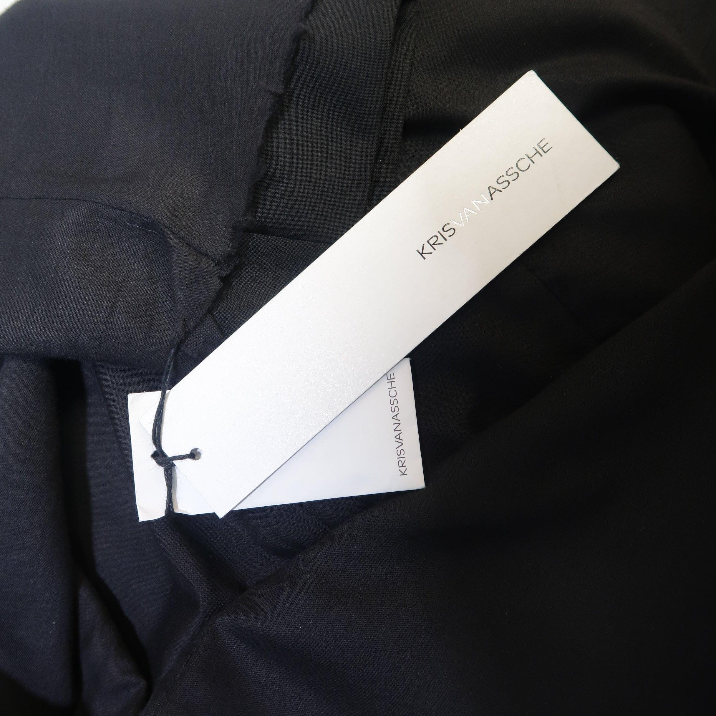 KRIS VAN ASSCHE 36 Regular Black Layered Raw Edge Wool Sport Coat For Sale 4