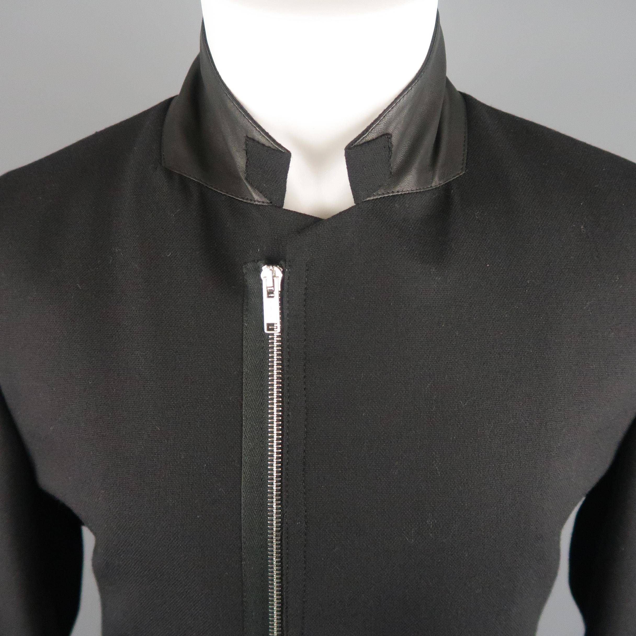 KRIS VAN ASSCHE 42 Short Black Wool Blend Sport Coat In Excellent Condition In San Francisco, CA