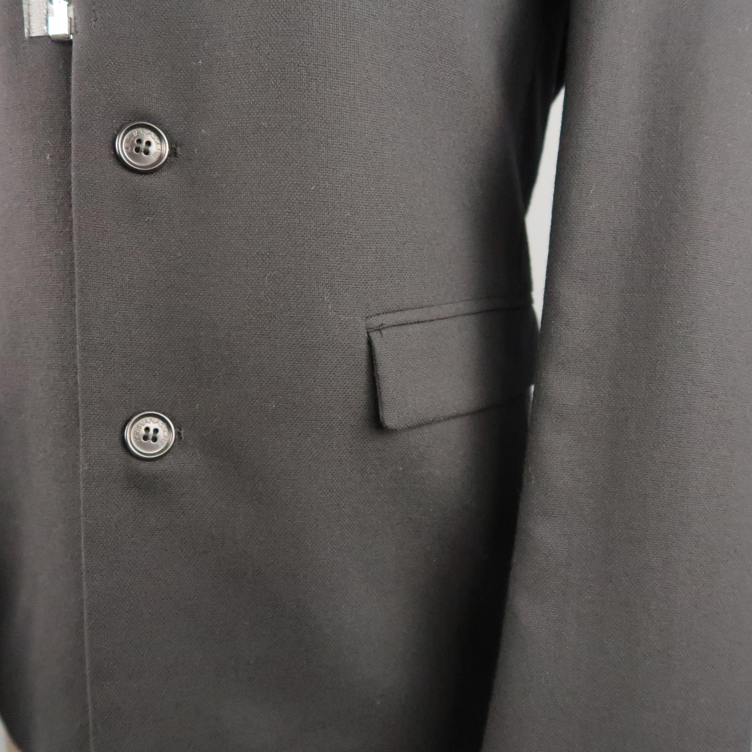 Men's KRIS VAN ASSCHE 42 Short Black Wool Blend Sport Coat