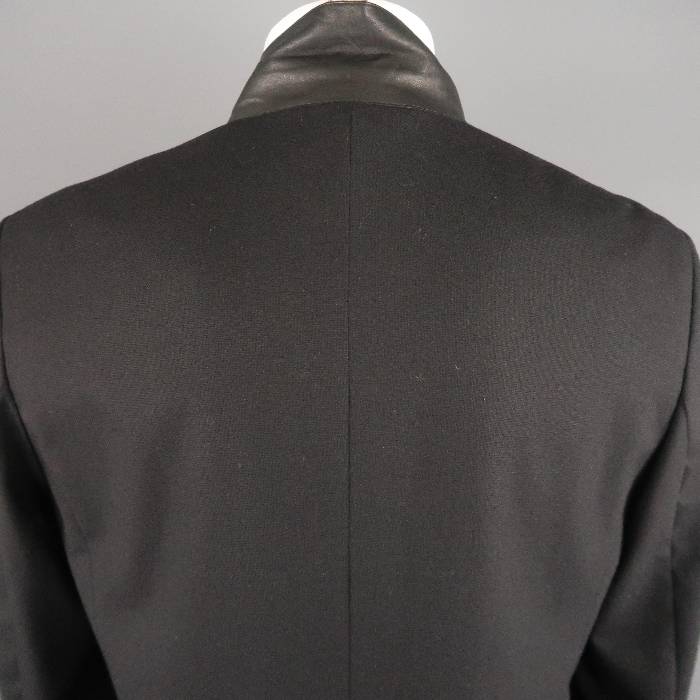 KRIS VAN ASSCHE 42 Short Black Wool Blend Sport Coat 2