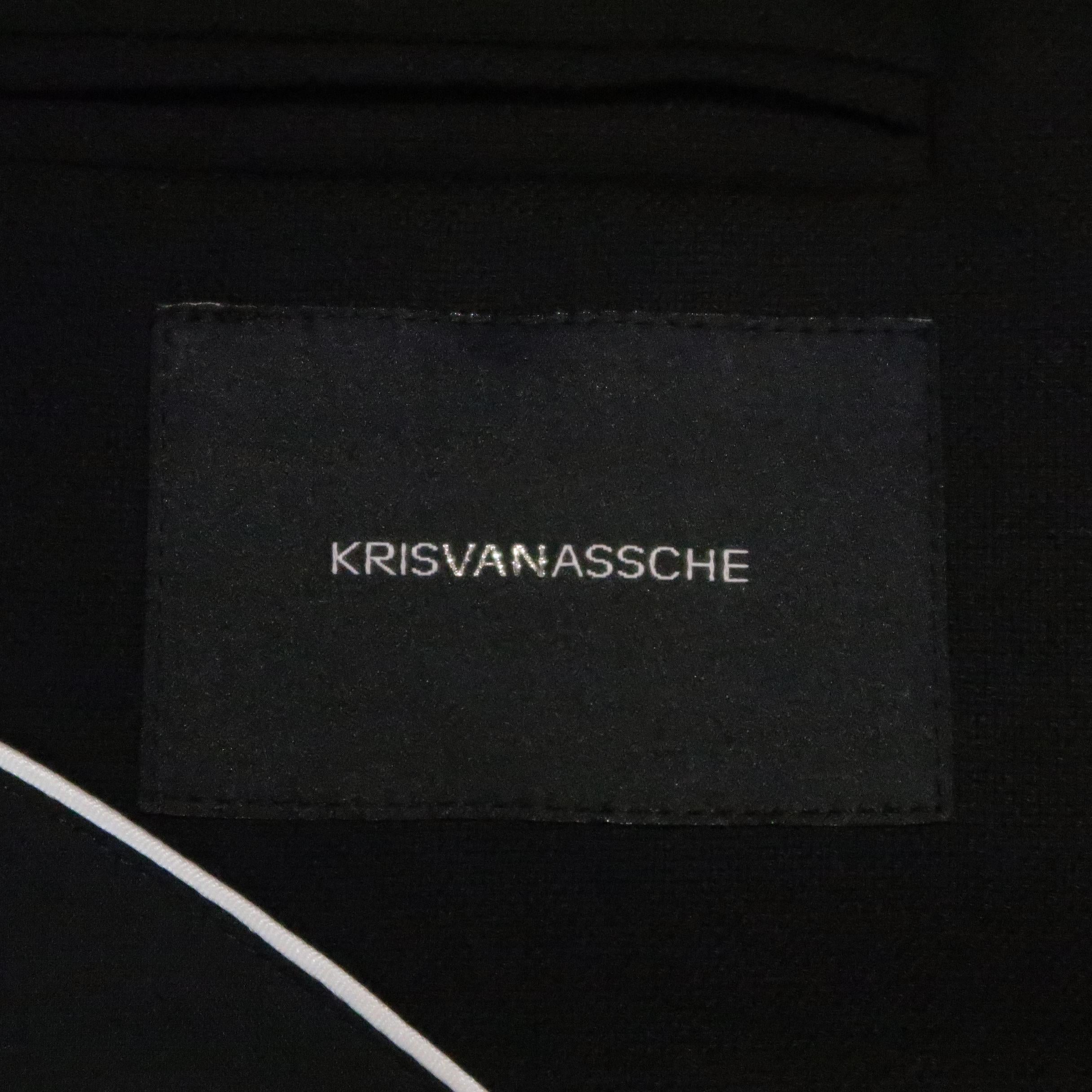 KRIS VAN ASSCHE 42 Short Black Wool Blend Sport Coat 4