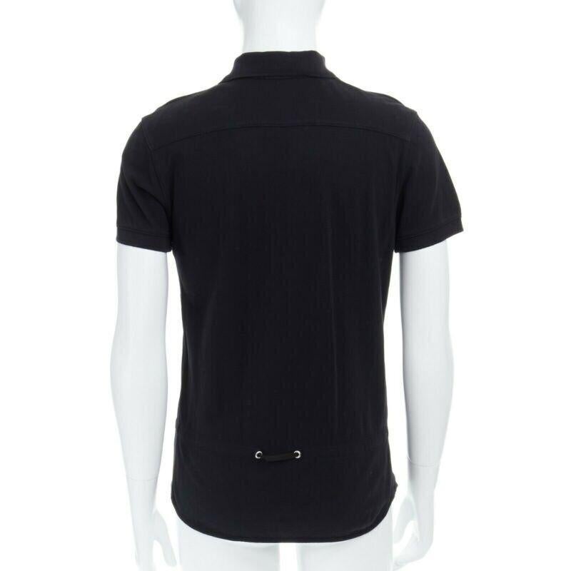 Women's KRIS VAN ASSCHE black cotton drawstring waist short sleeve polo shirt M For Sale