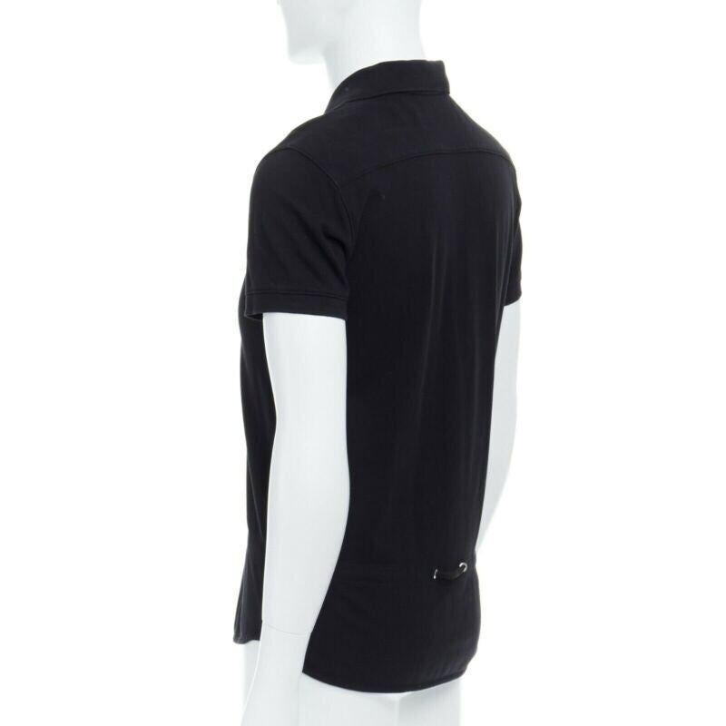 KRIS VAN ASSCHE black cotton drawstring waist short sleeve polo shirt M For Sale 1