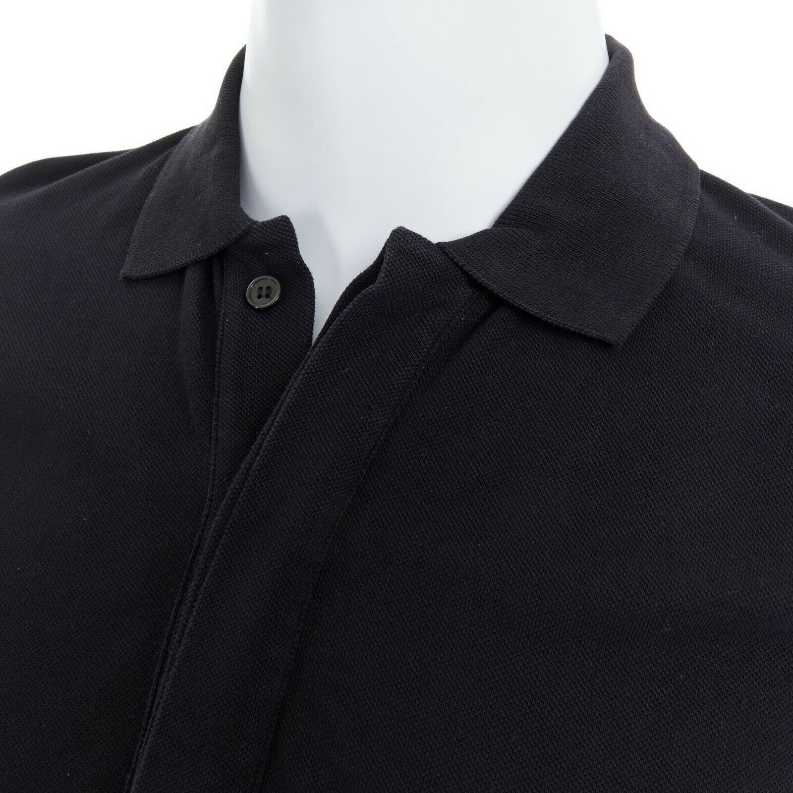 Women's KRIS VAN ASSCHE black cotton drawstring waist short sleeve polo shirt M