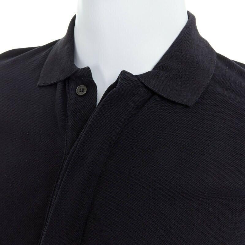 KRIS VAN ASSCHE black cotton drawstring waist short sleeve polo shirt M For Sale 2
