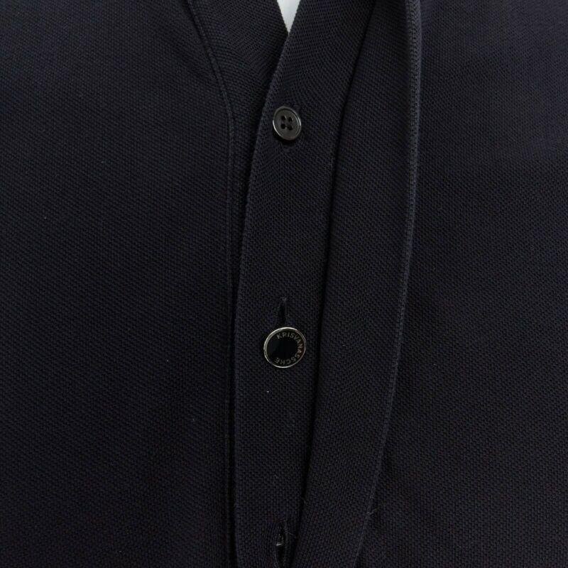 KRIS VAN ASSCHE black cotton drawstring waist short sleeve polo shirt M For Sale 3
