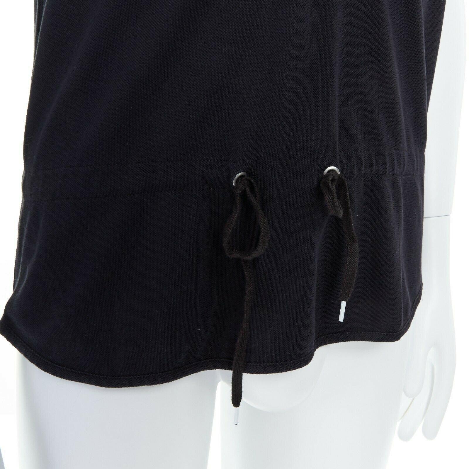 KRIS VAN ASSCHE black cotton drawstring waist short sleeve polo shirt M 2