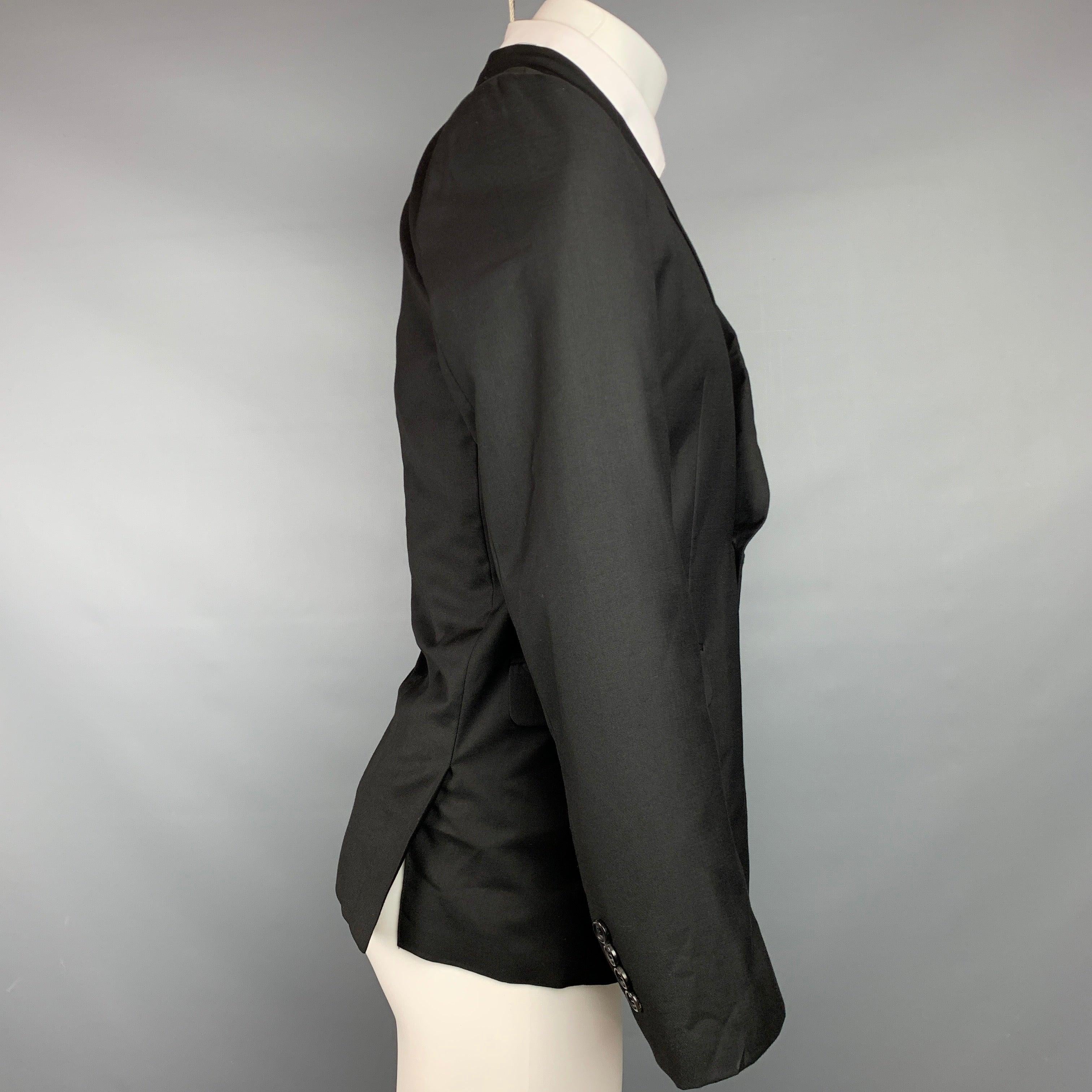 KRIS VAN ASSCHE Size 38 Black Wool Peak Lapel Sport Coat In Good Condition For Sale In San Francisco, CA