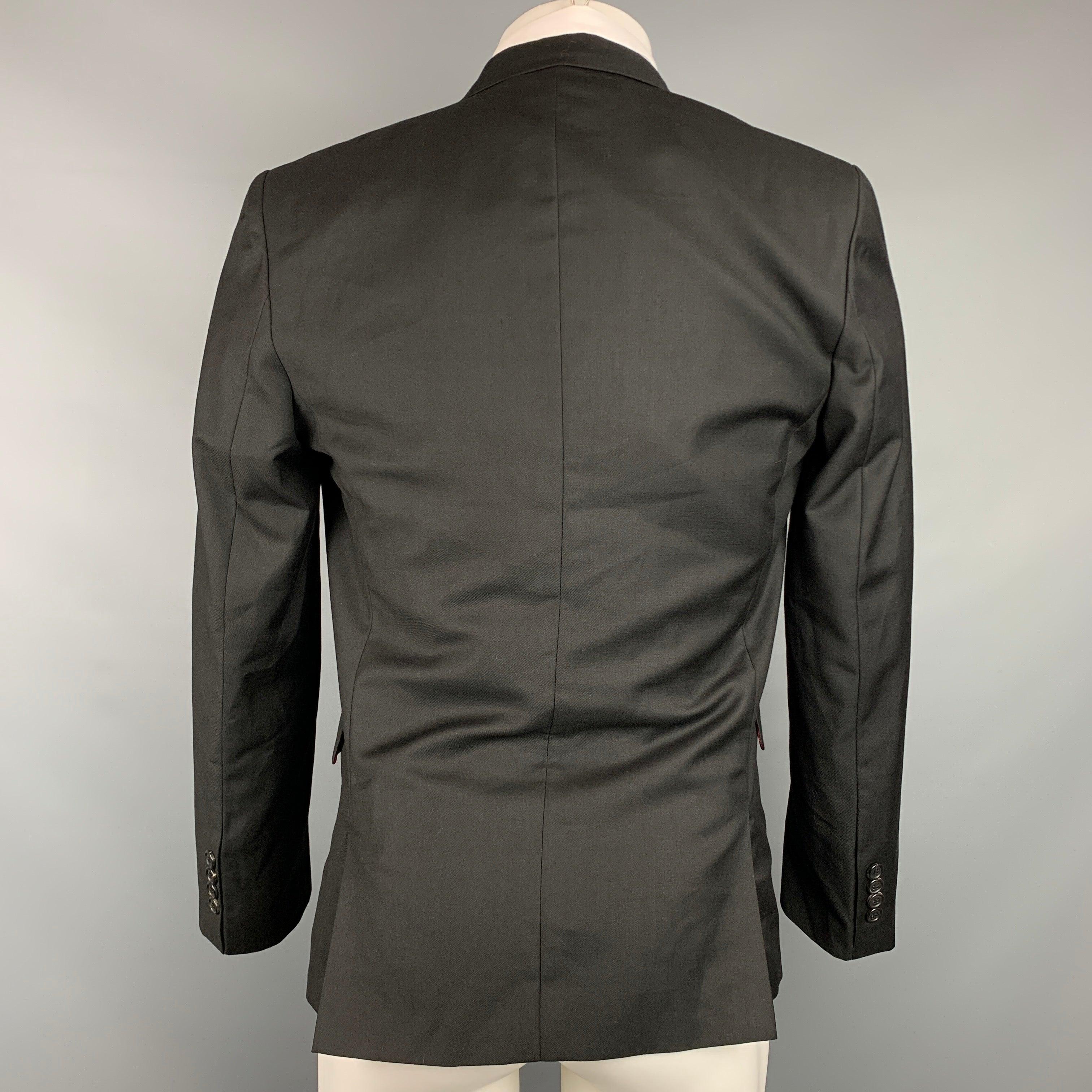 Men's KRIS VAN ASSCHE Size 38 Black Wool Peak Lapel Sport Coat For Sale