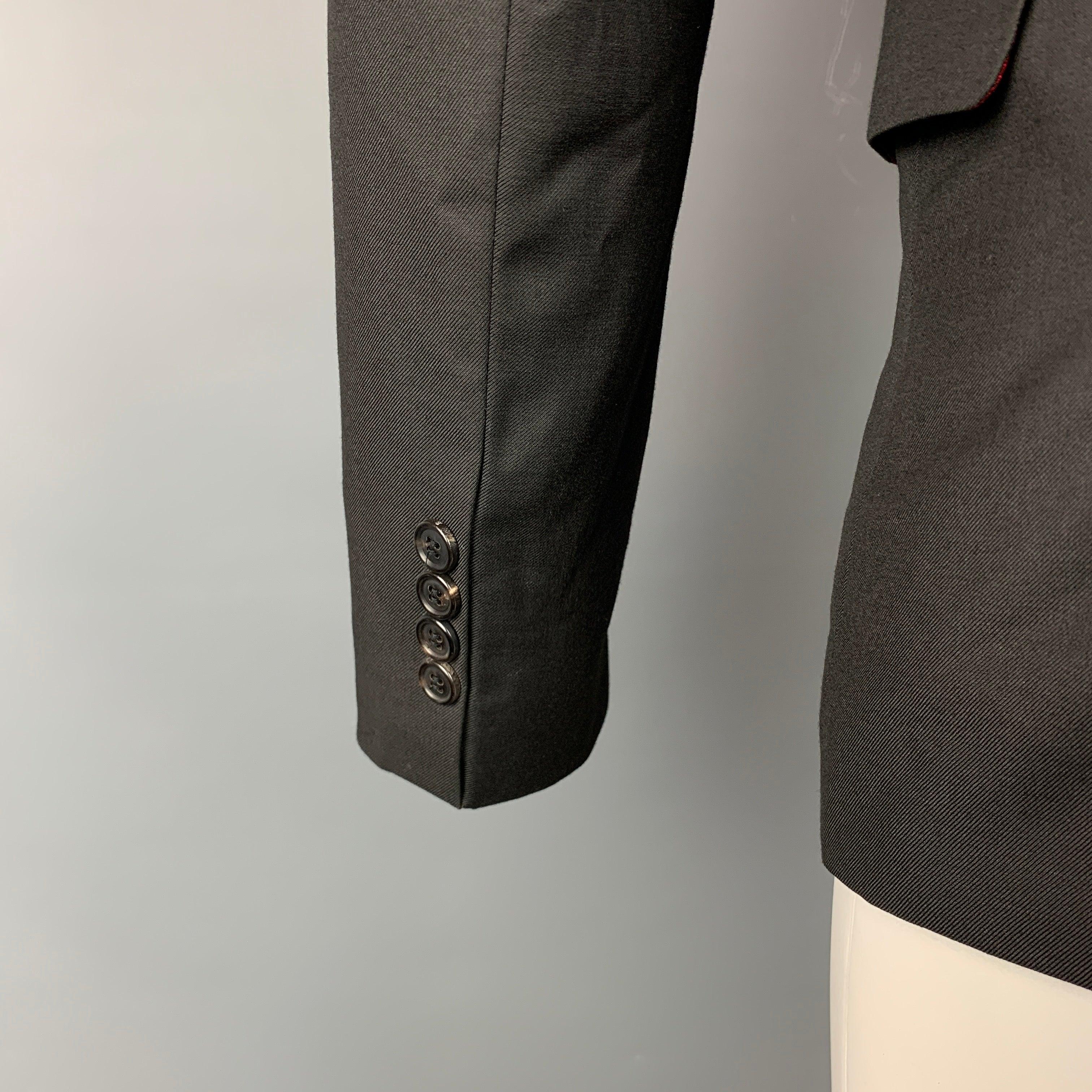 KRIS VAN ASSCHE Size 38 Black Wool Peak Lapel Sport Coat For Sale 1