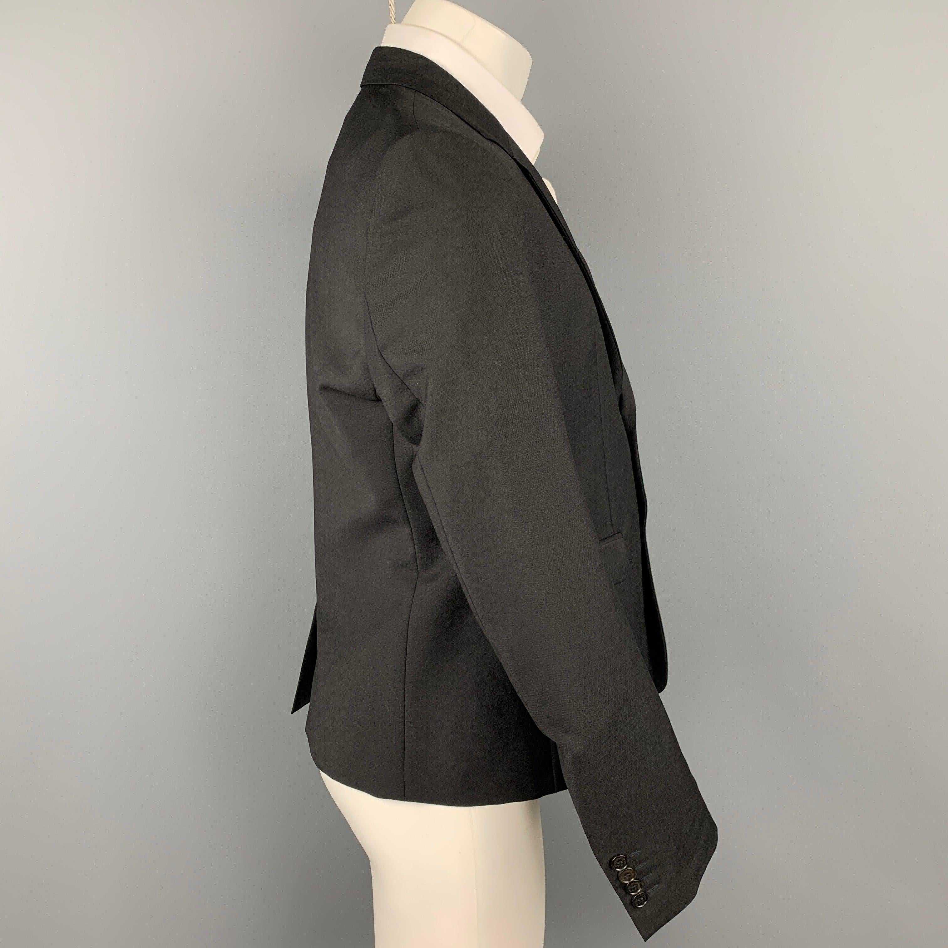 KRIS VAN ASSCHE Size 40 Black Patches Wool Notch Lapel Sport Coat In Good Condition For Sale In San Francisco, CA