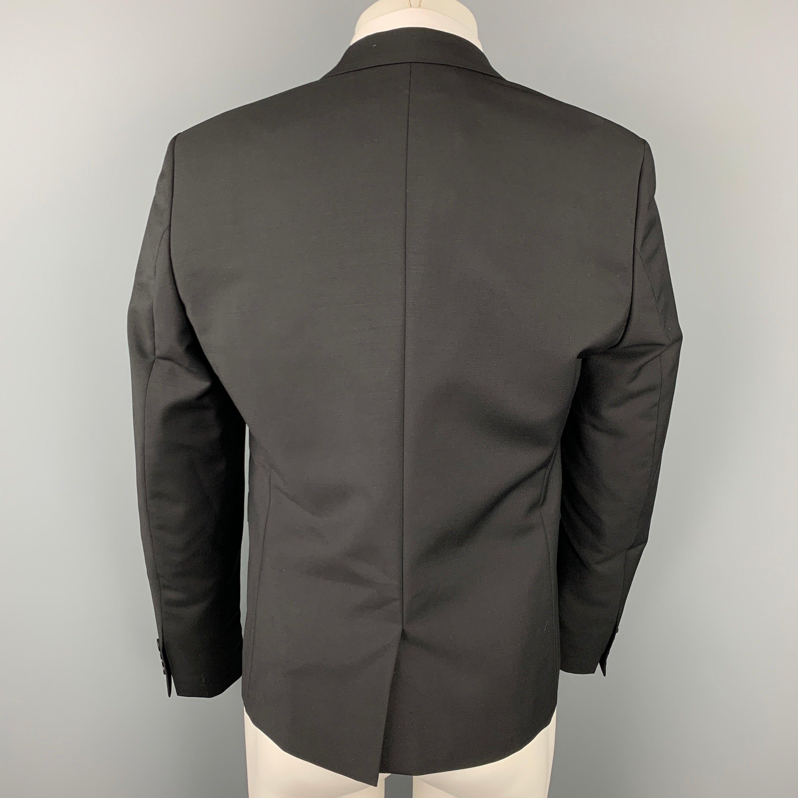 Men's KRIS VAN ASSCHE Size 40 Black Patches Wool Notch Lapel Sport Coat For Sale