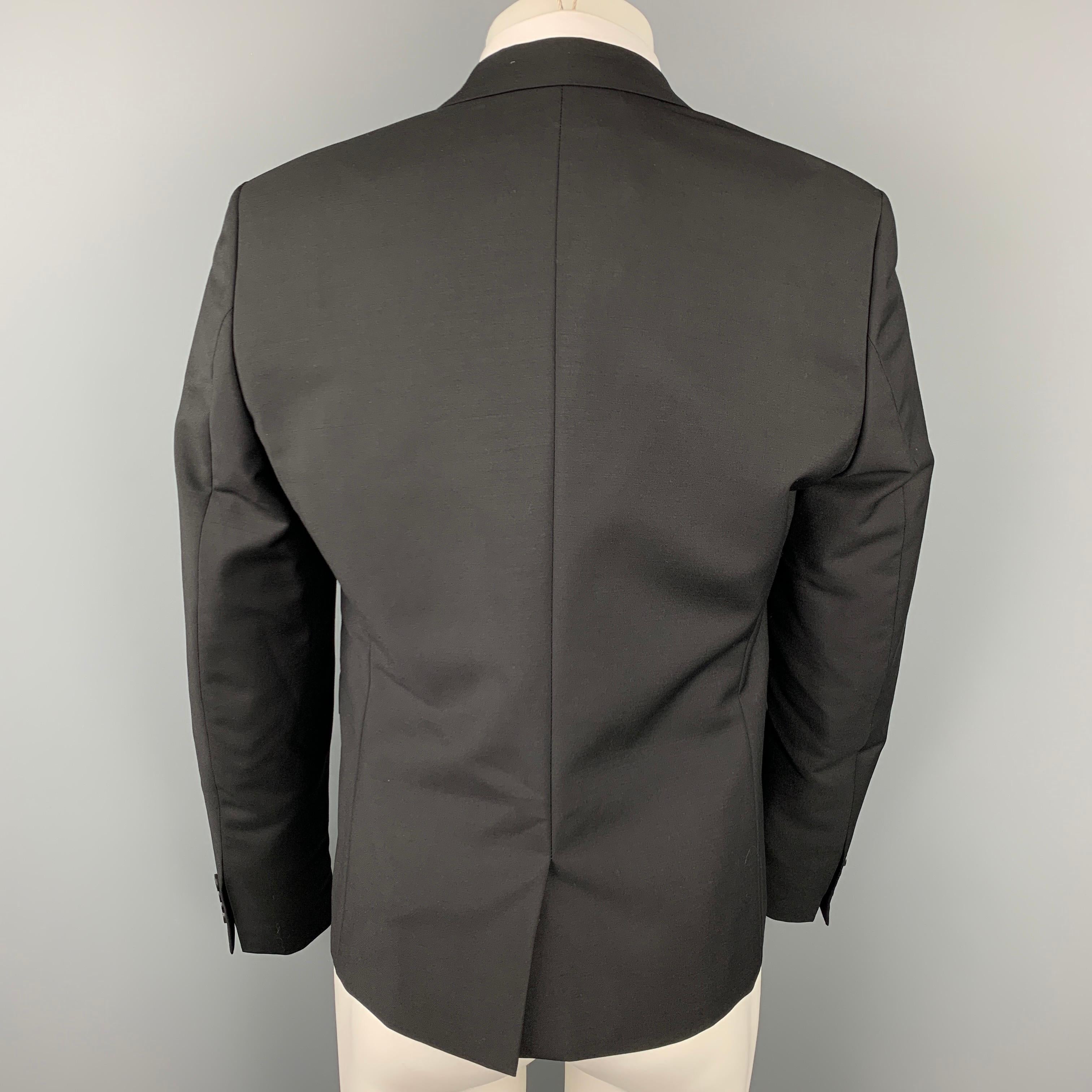 KRIS VAN ASSCHE Size 40 Black Patches Wool Notch Lapel Sport Coat In New Condition In San Francisco, CA