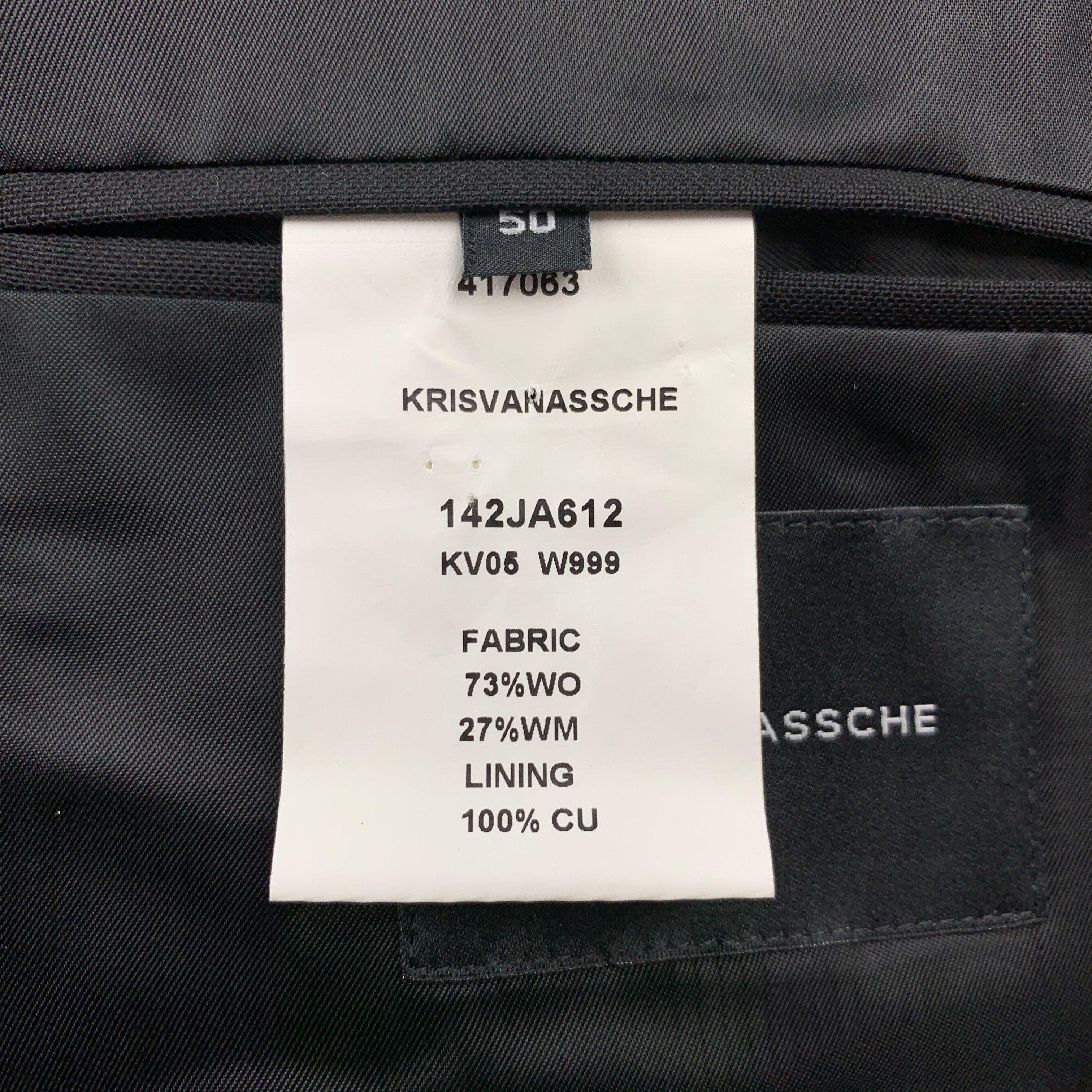 KRIS VAN ASSCHE Size 40 Black Patches Wool Notch Lapel Sport Coat For Sale 2