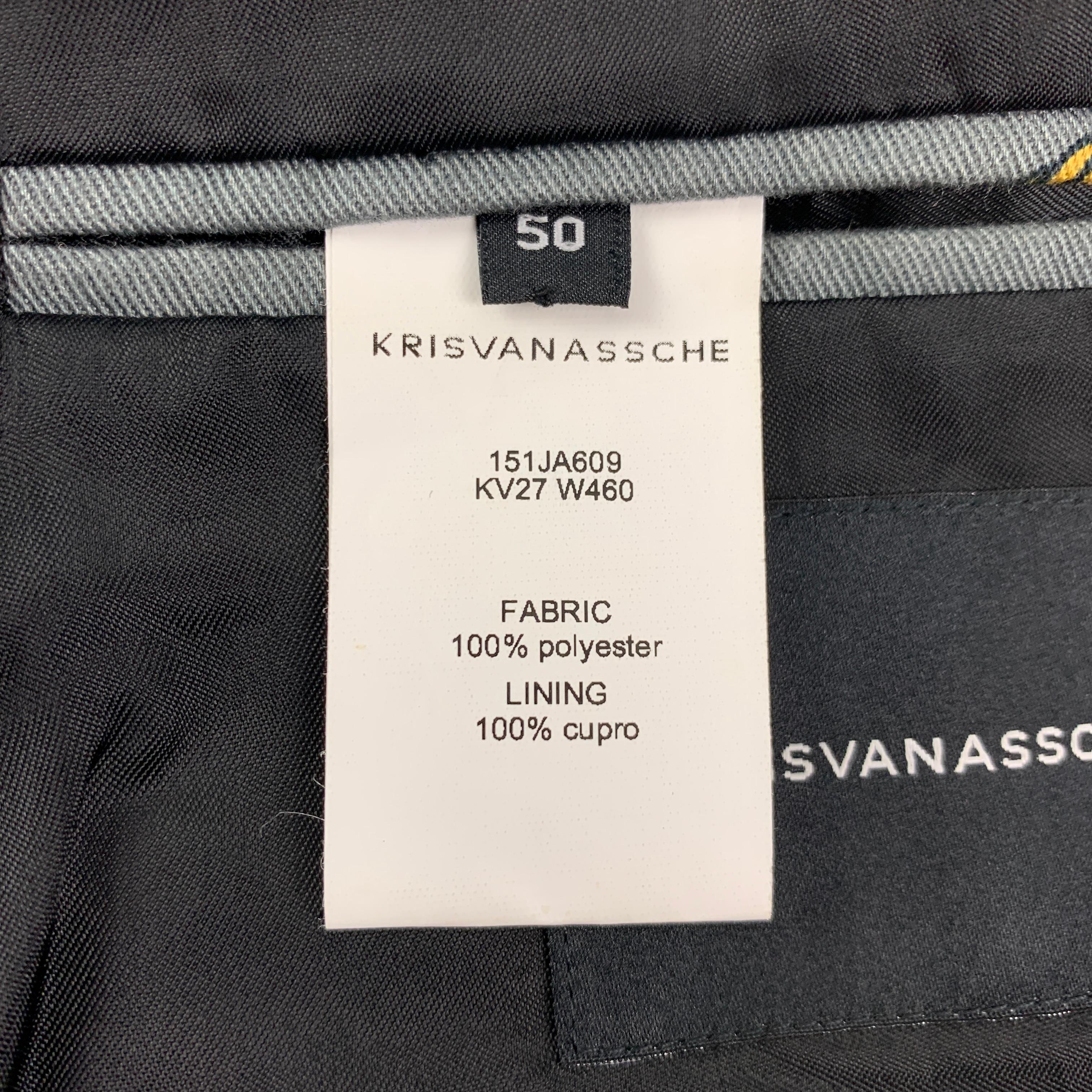 Men's KRIS VAN ASSCHE Size 40 Grey Mustard Print Polyester Sport Coat