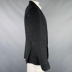 KRIS VAN ASSCHE Size 42 Black Distressed Cotton Blend Sport Coat