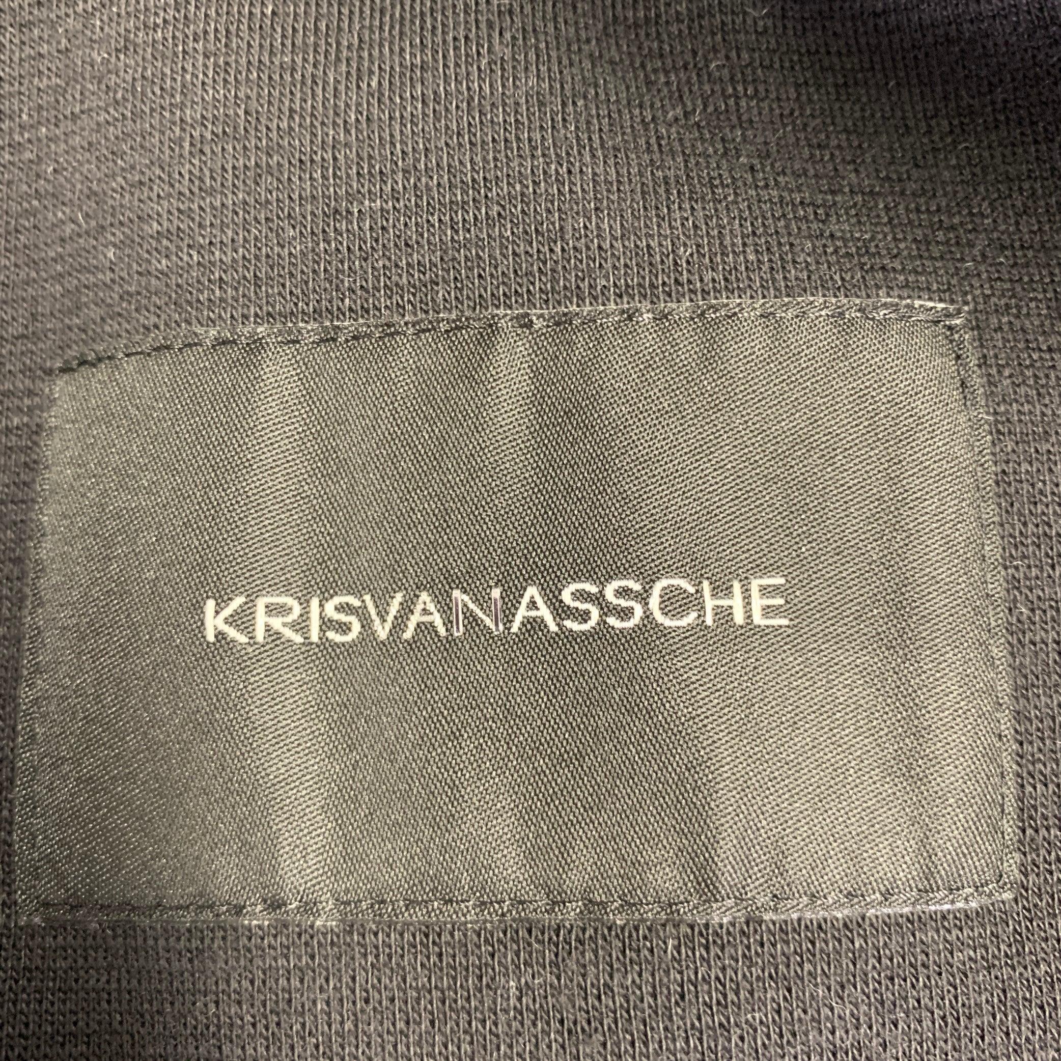 Men's KRIS VAN ASSCHE Size 42 Black Distressed Cotton Blend Sport Coat For Sale
