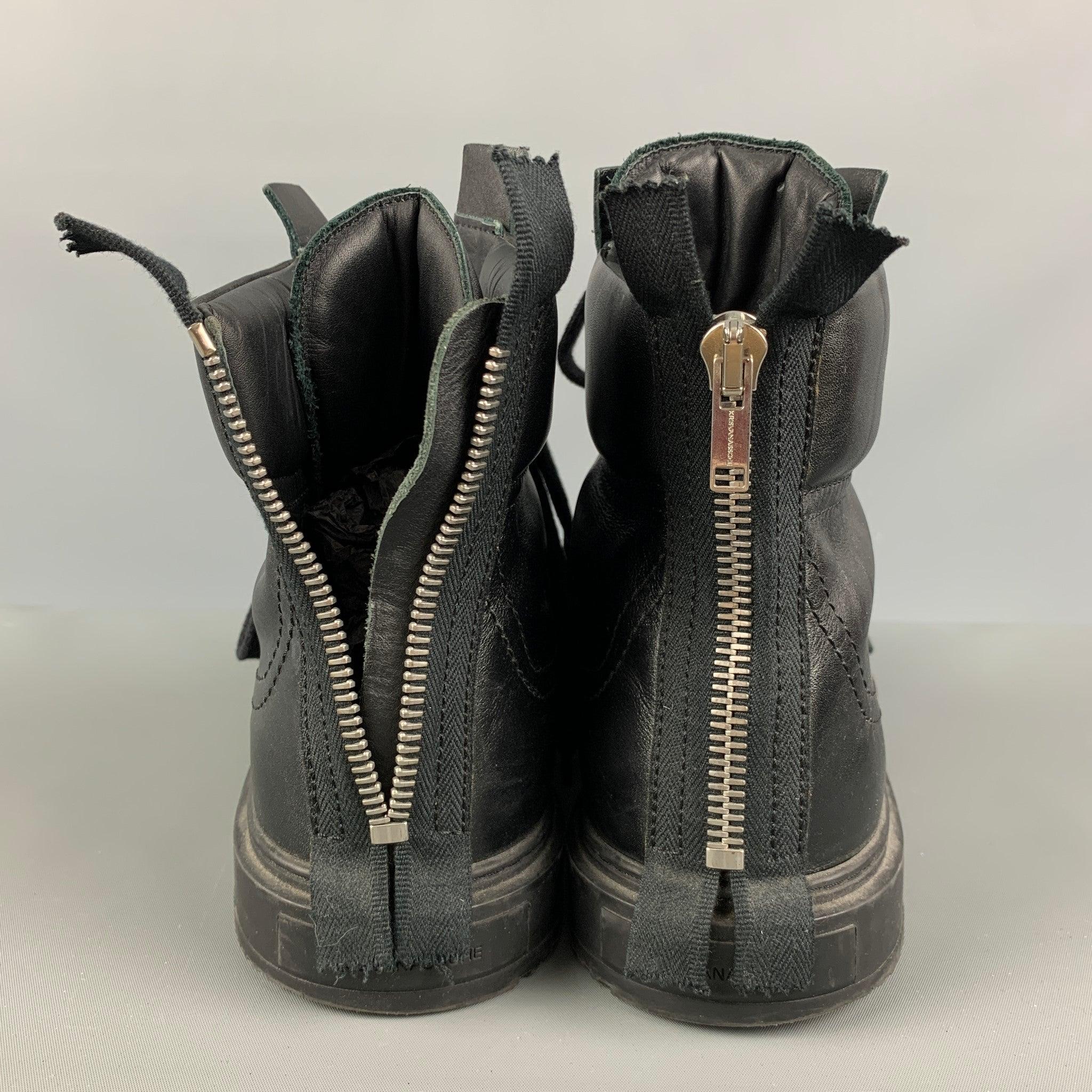 KRIS VAN ASSCHE Size 9 Black Solid Leather Boots In Good Condition In San Francisco, CA
