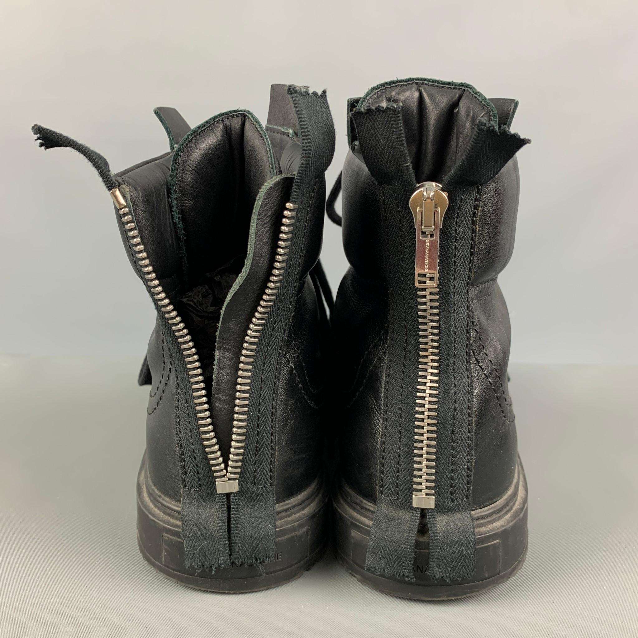 Men's KRIS VAN ASSCHE Size 9 Black Solid Leather Boots