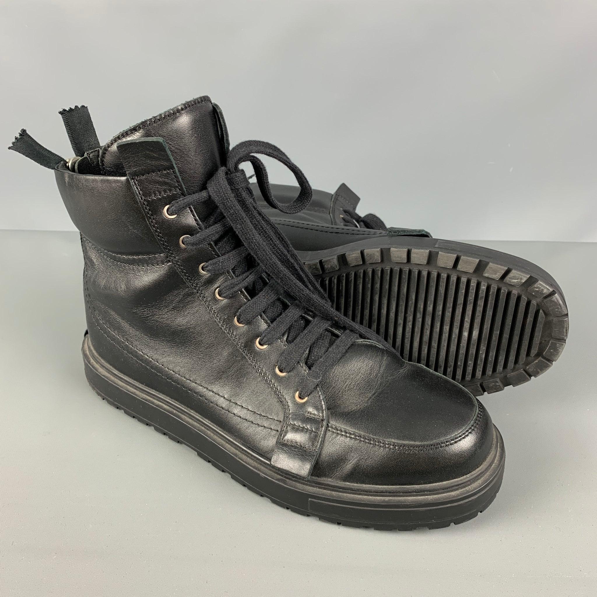 KRIS VAN ASSCHE Size 9 Black Solid Leather Boots 1