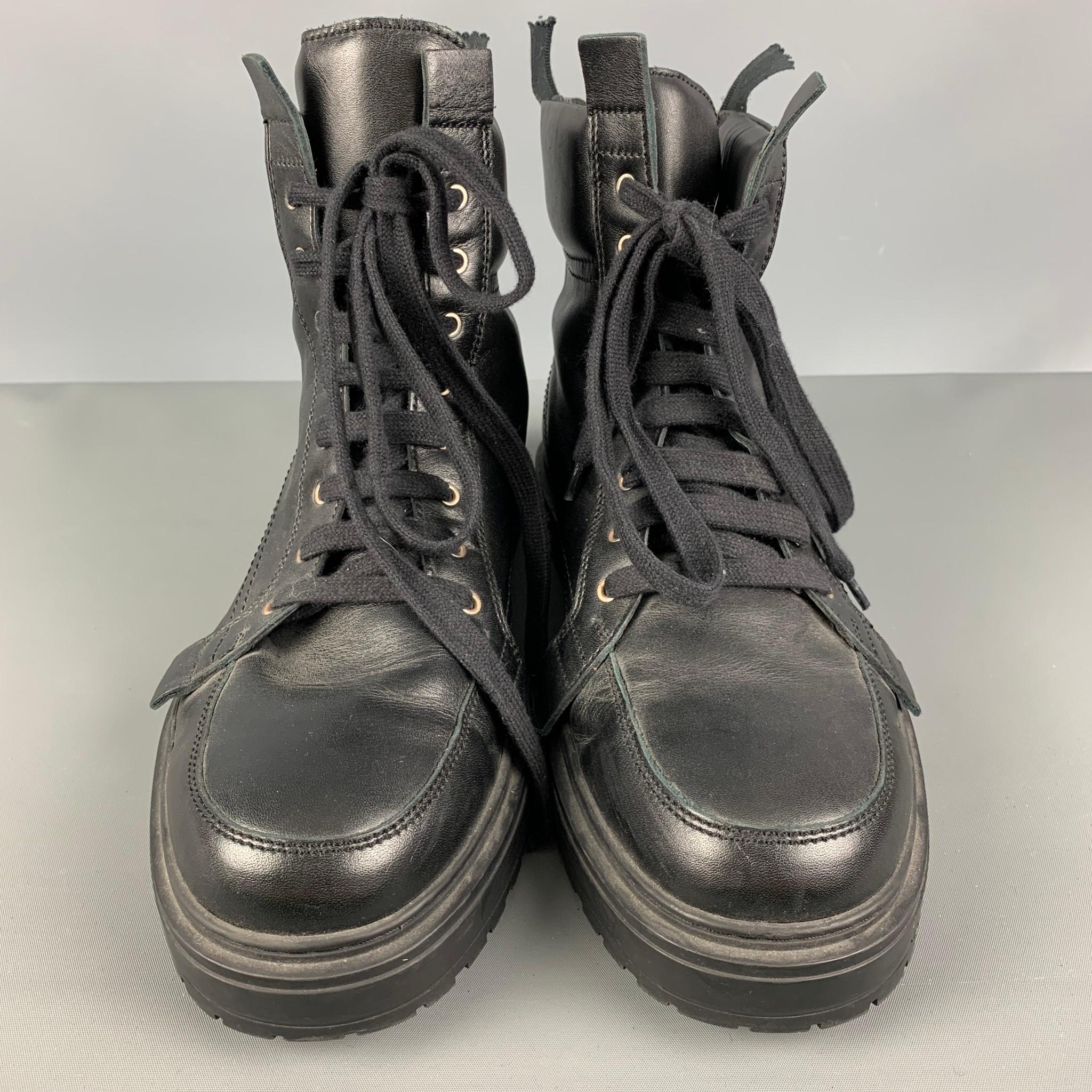 KRIS VAN ASSCHE Size 9 Black Solid Leather Boots 1