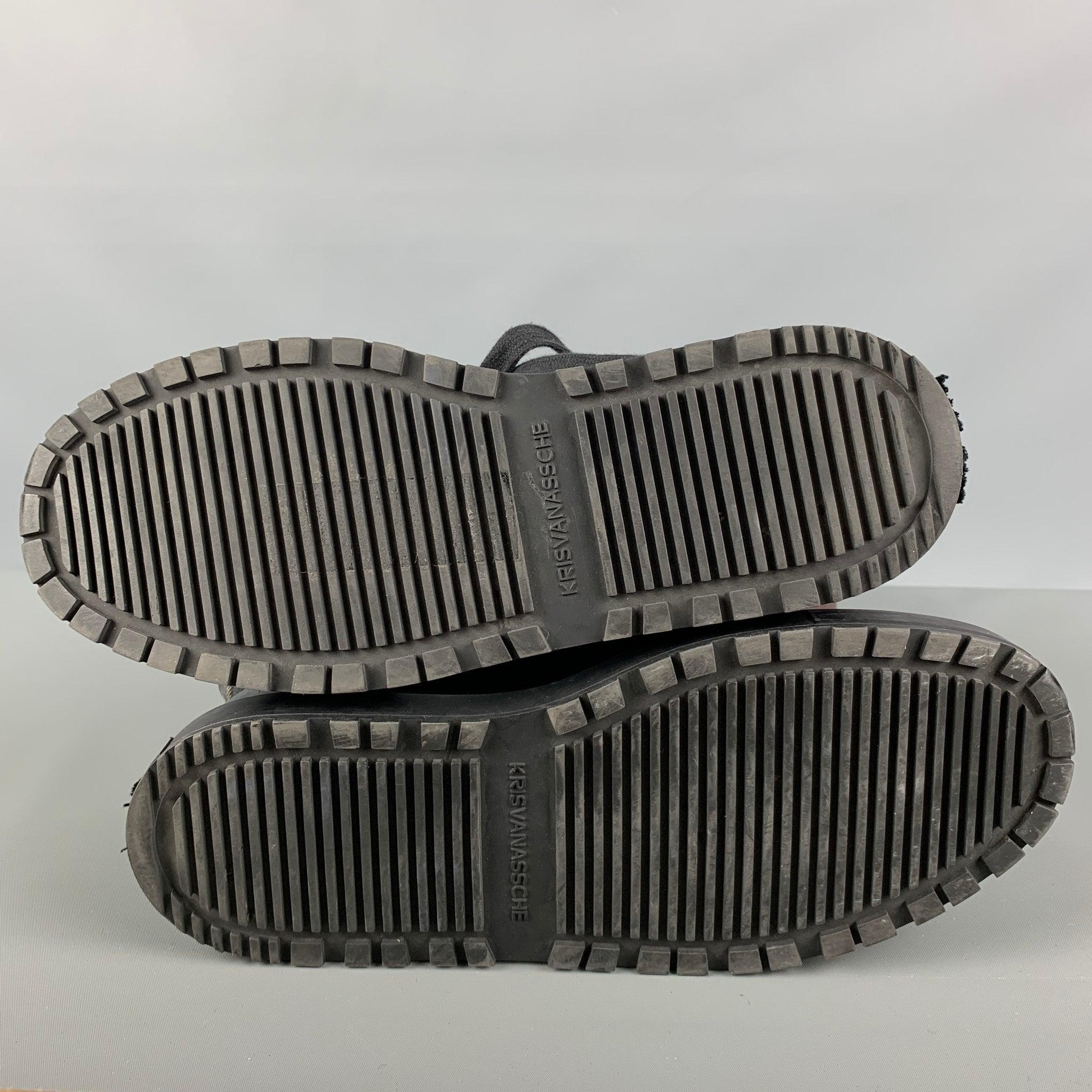 KRIS VAN ASSCHE Size 9 Black Solid Leather Boots 2