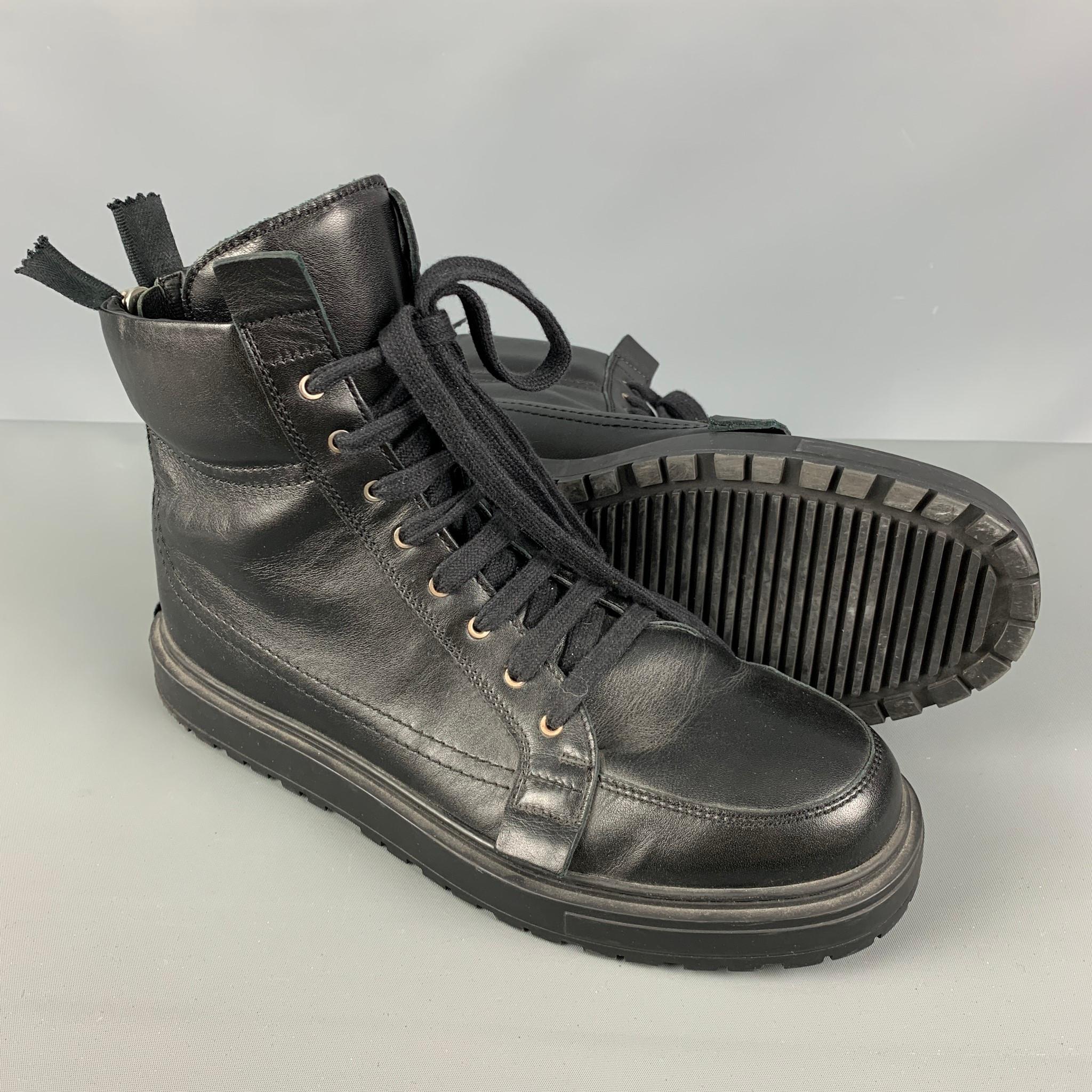 KRIS VAN ASSCHE Size 9 Black Solid Leather Boots 2